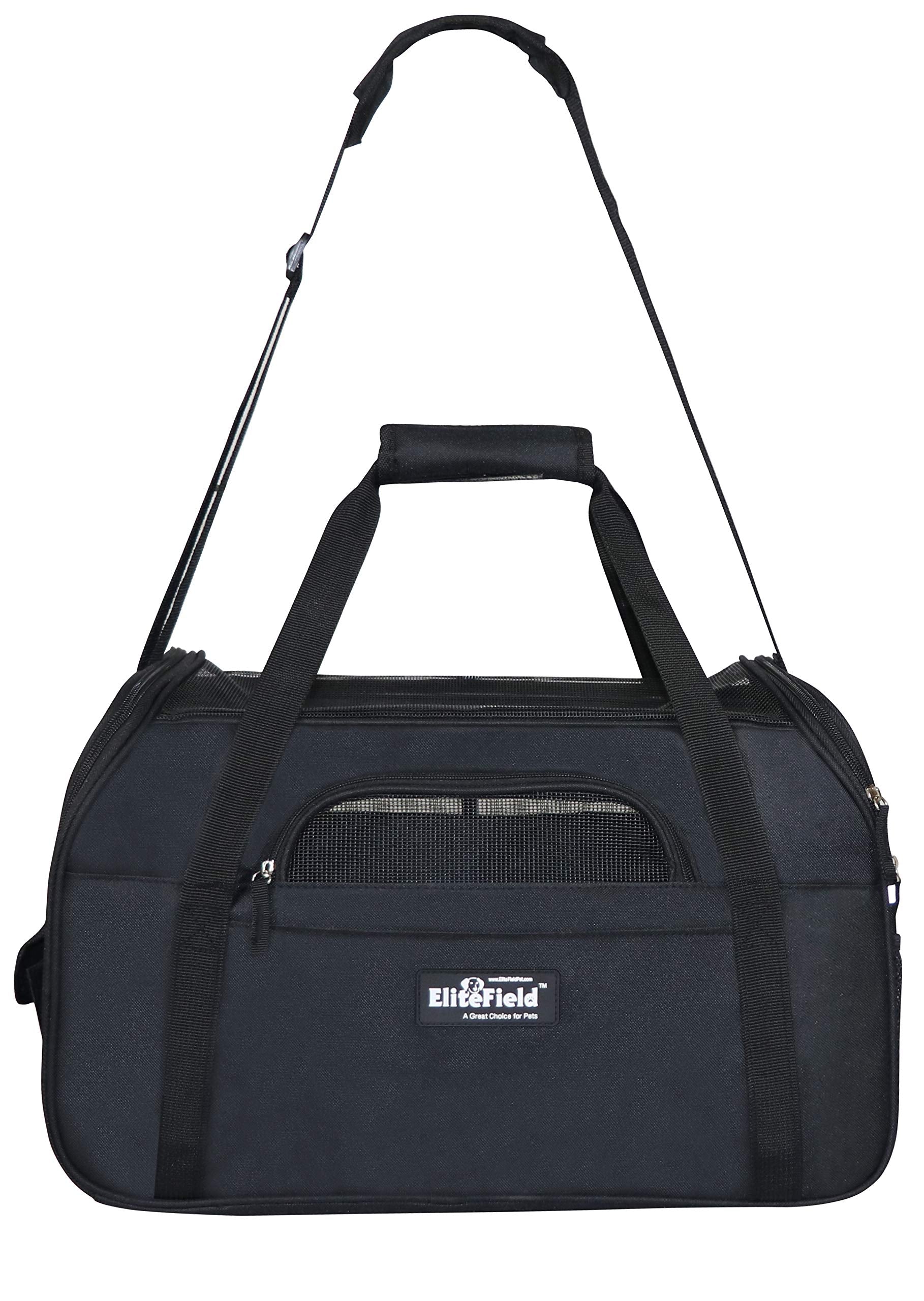 EliteField soft pet carrier side pocket and quick access zipper for essentials