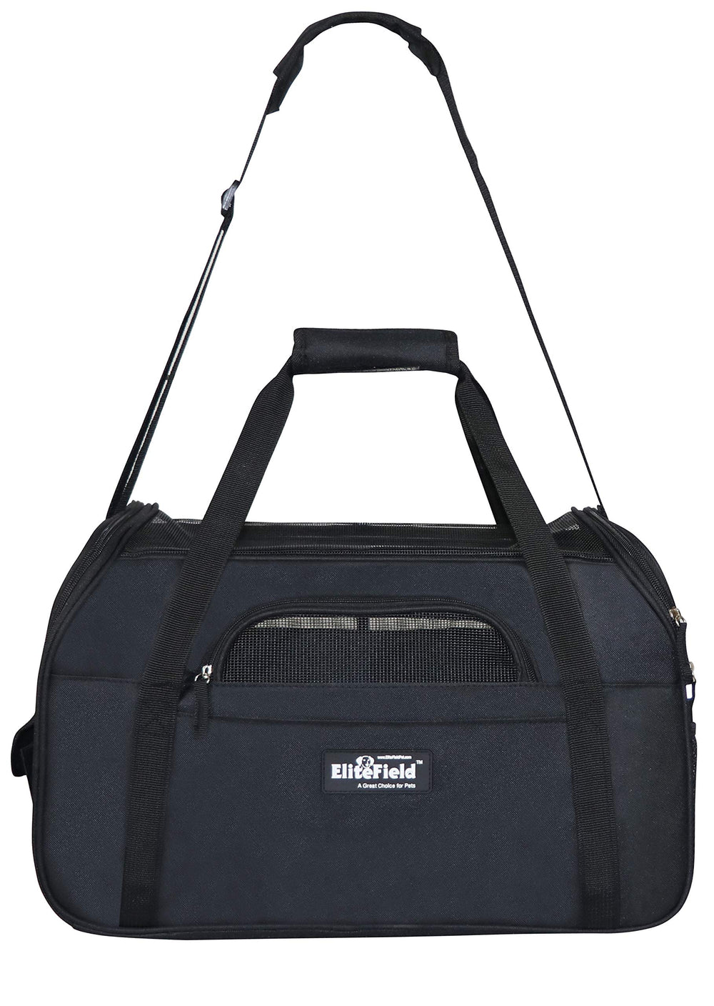 EliteField soft pet carrier side pocket and quick access zipper for essentials