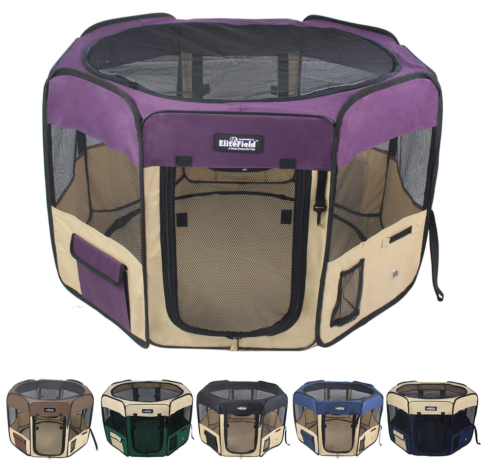 EliteField soft pet playpen front doors provide easy access and supervision