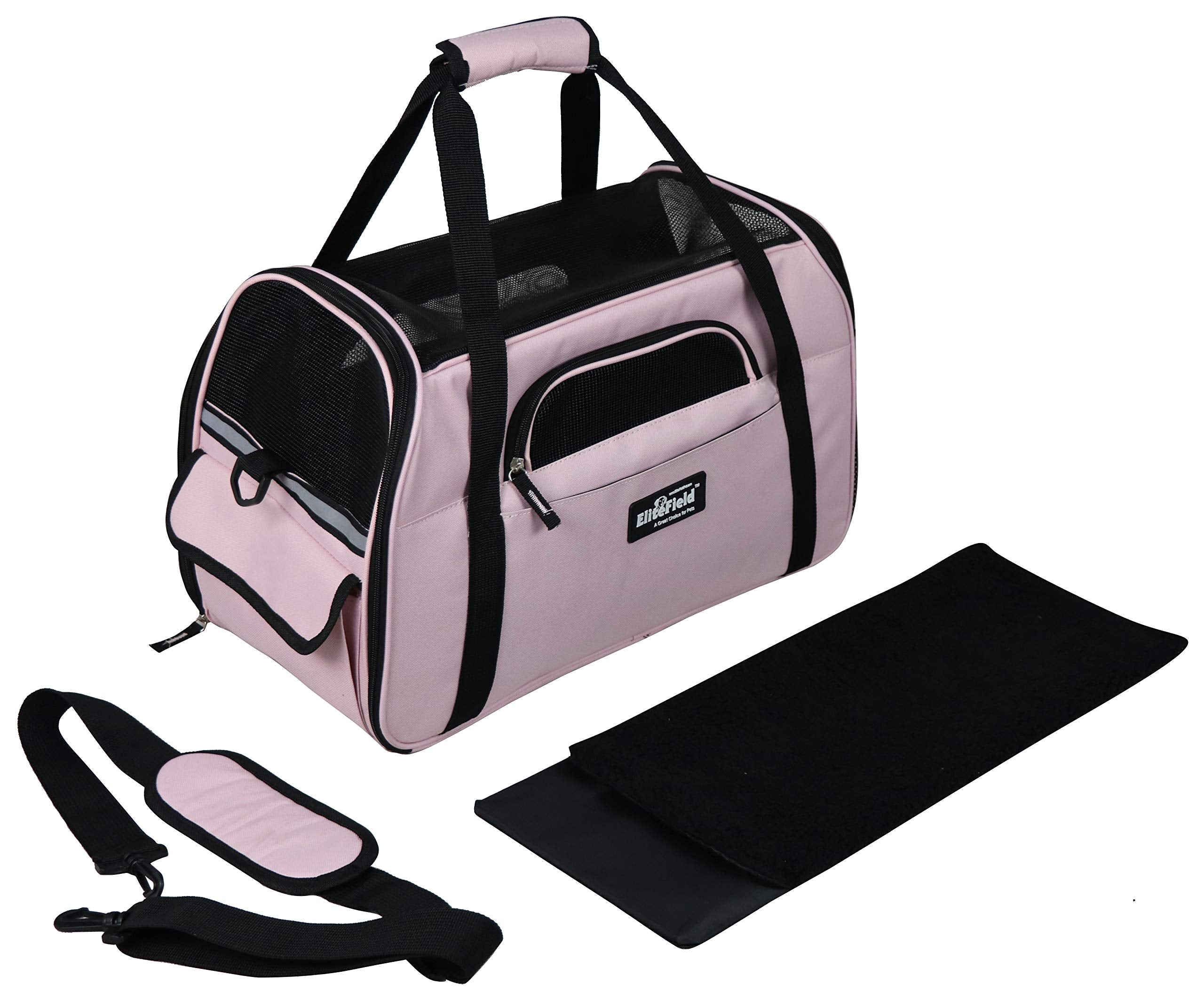EliteField soft-sided pet carrier built-in leash feature enhances pet security during movement.