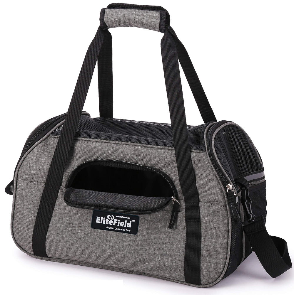 EliteField soft-sided pet carrier built-in leash enhances pet security inside