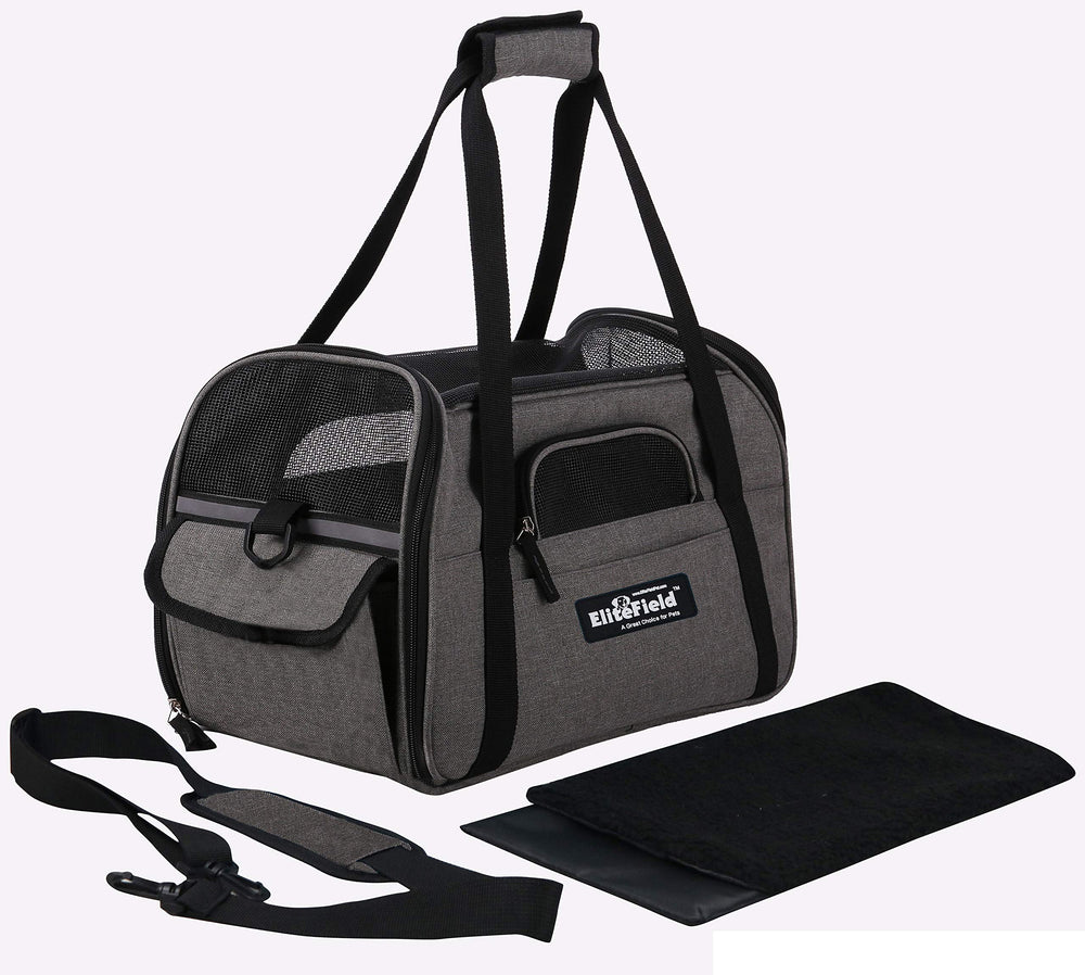 EliteField soft-sided pet carrier removable bed cover simplifies cleaning and comfort