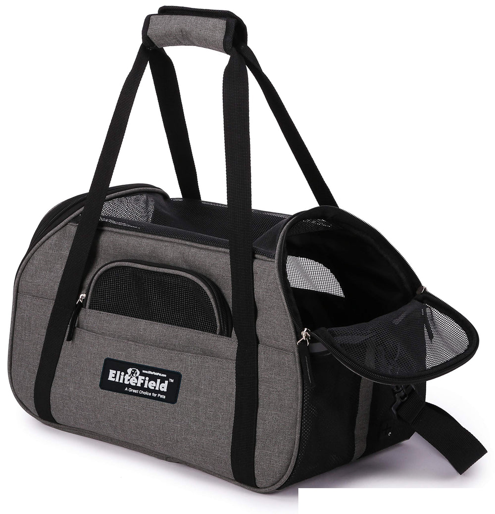 EliteField soft-sided pet carrier side-zipper access enables easy pet handling