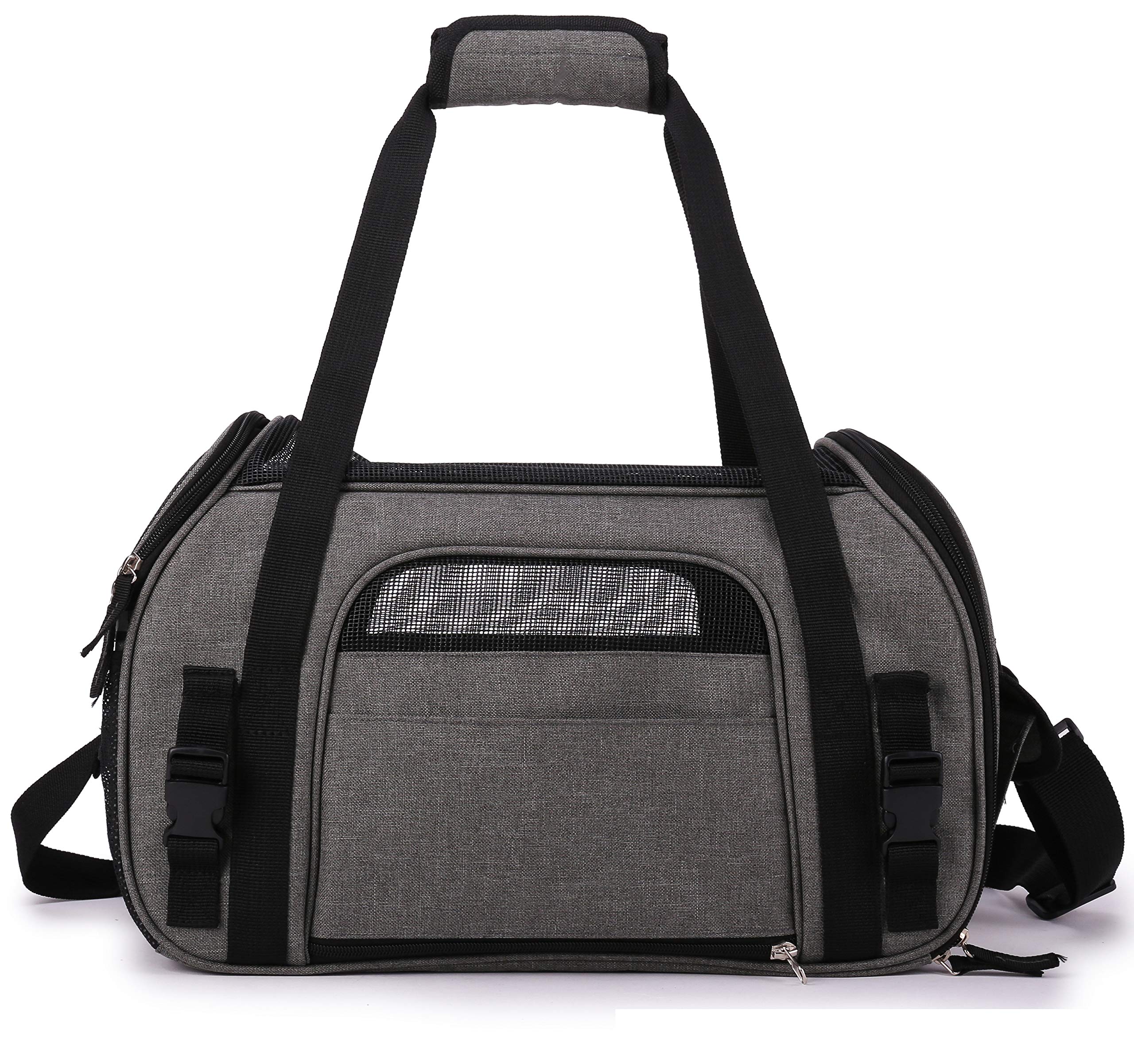 EliteField soft-sided pet carrier exterior pockets store food and toys