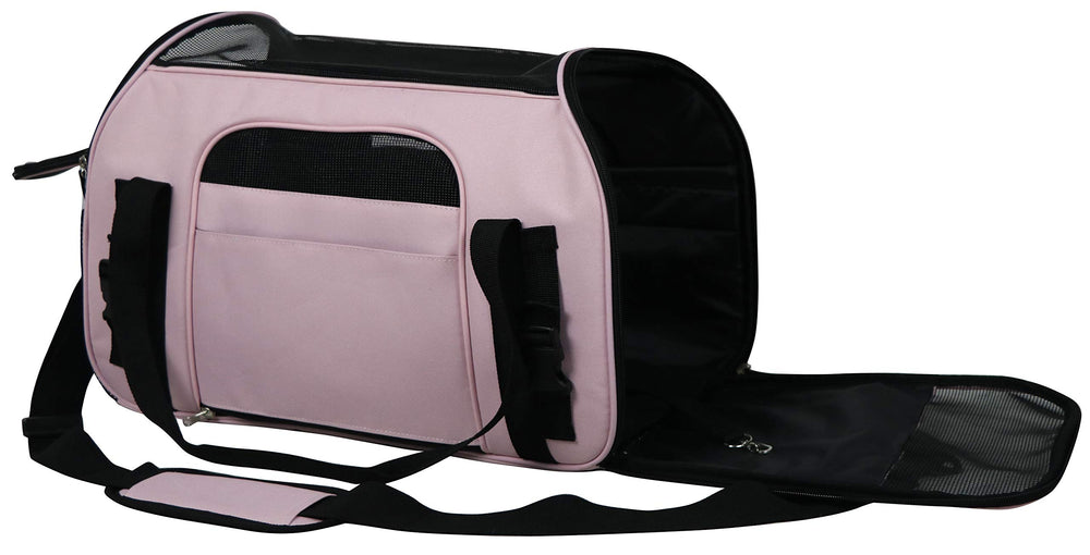EliteField soft-sided pet carrier mesh ventilation top view promotes bright airflow during travel.