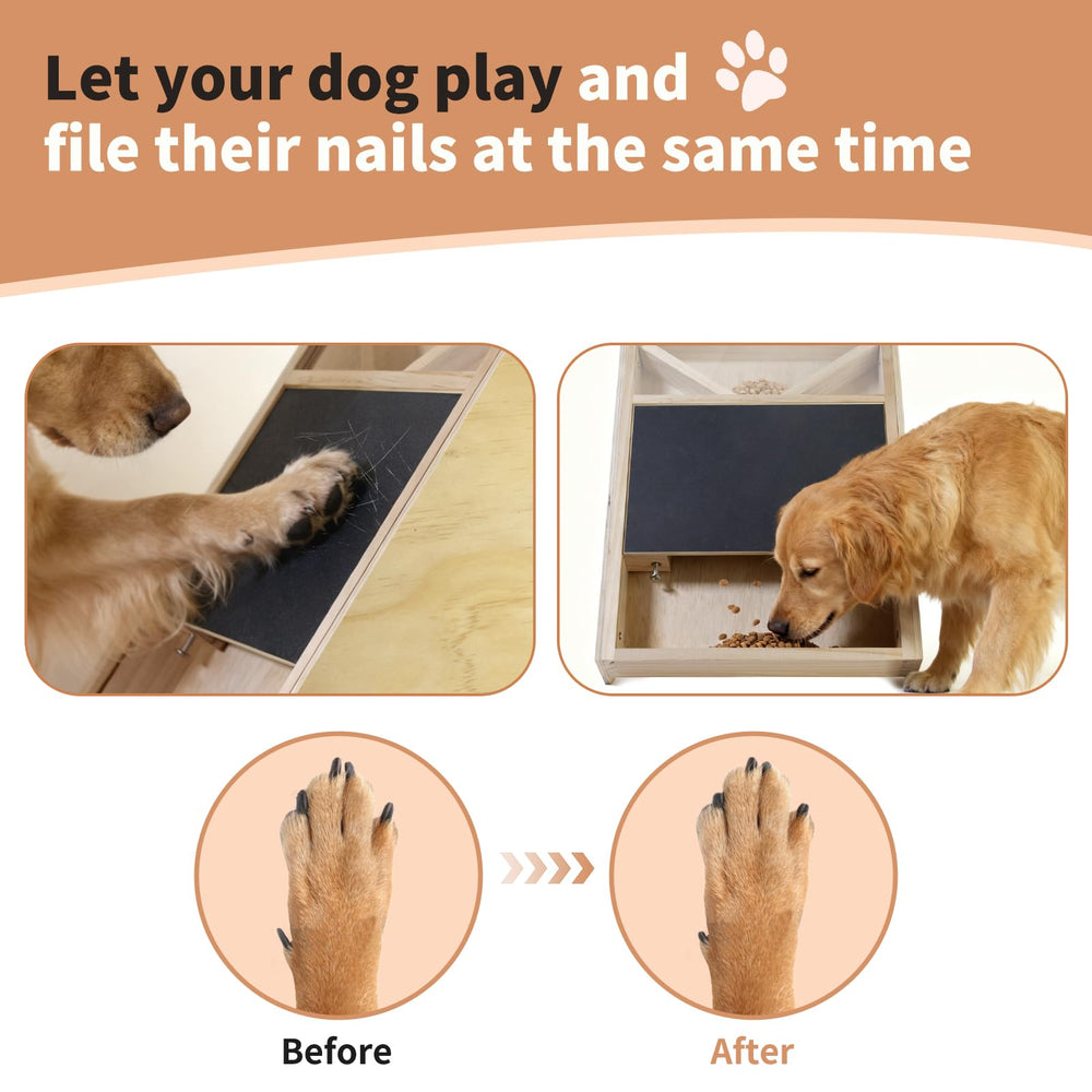Elixique dog nail scratch board side angle shows sturdy wooden frame