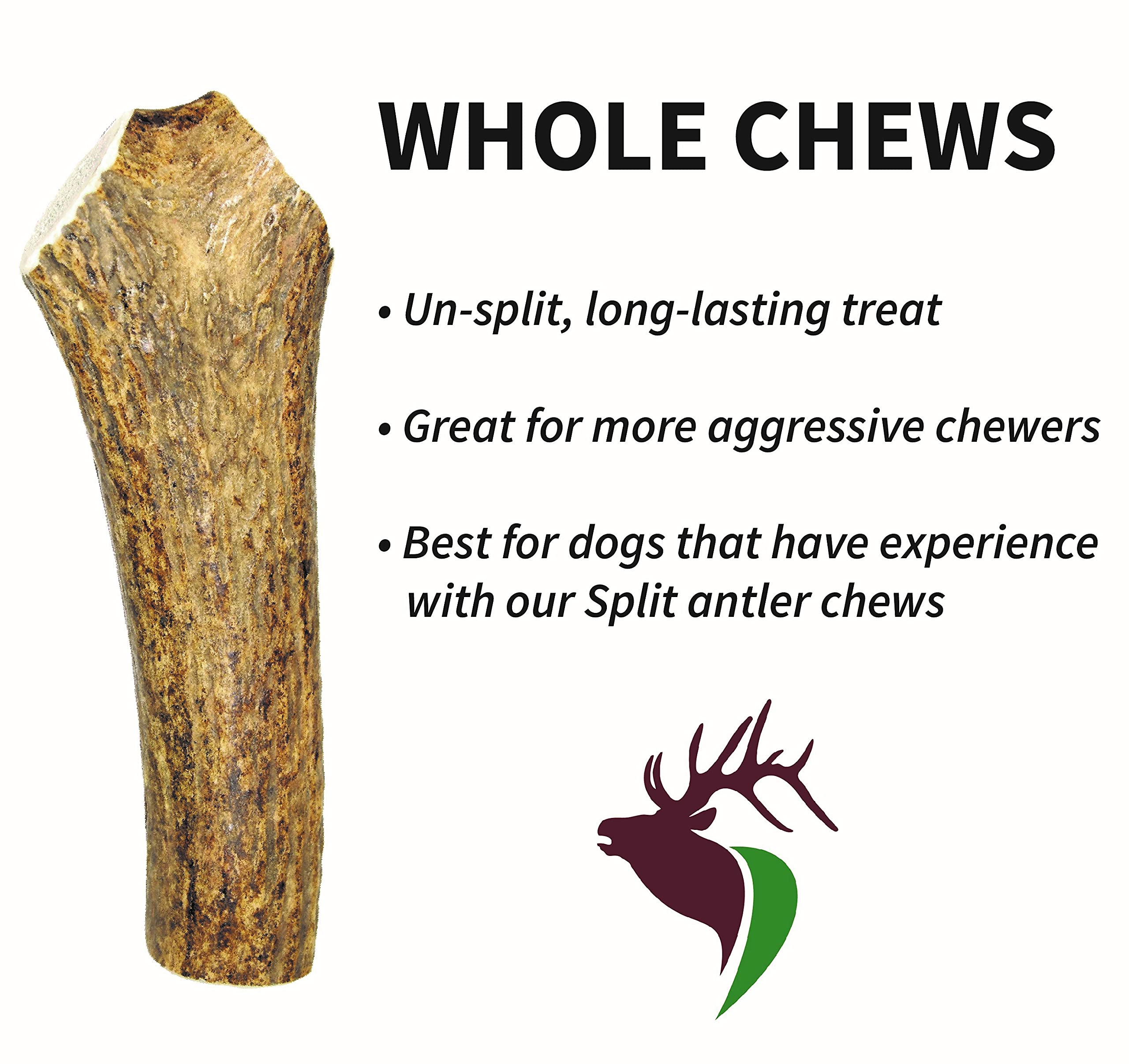 Elkhorn Premium Chews no-mess no-odor elk antler promotes clean playtime