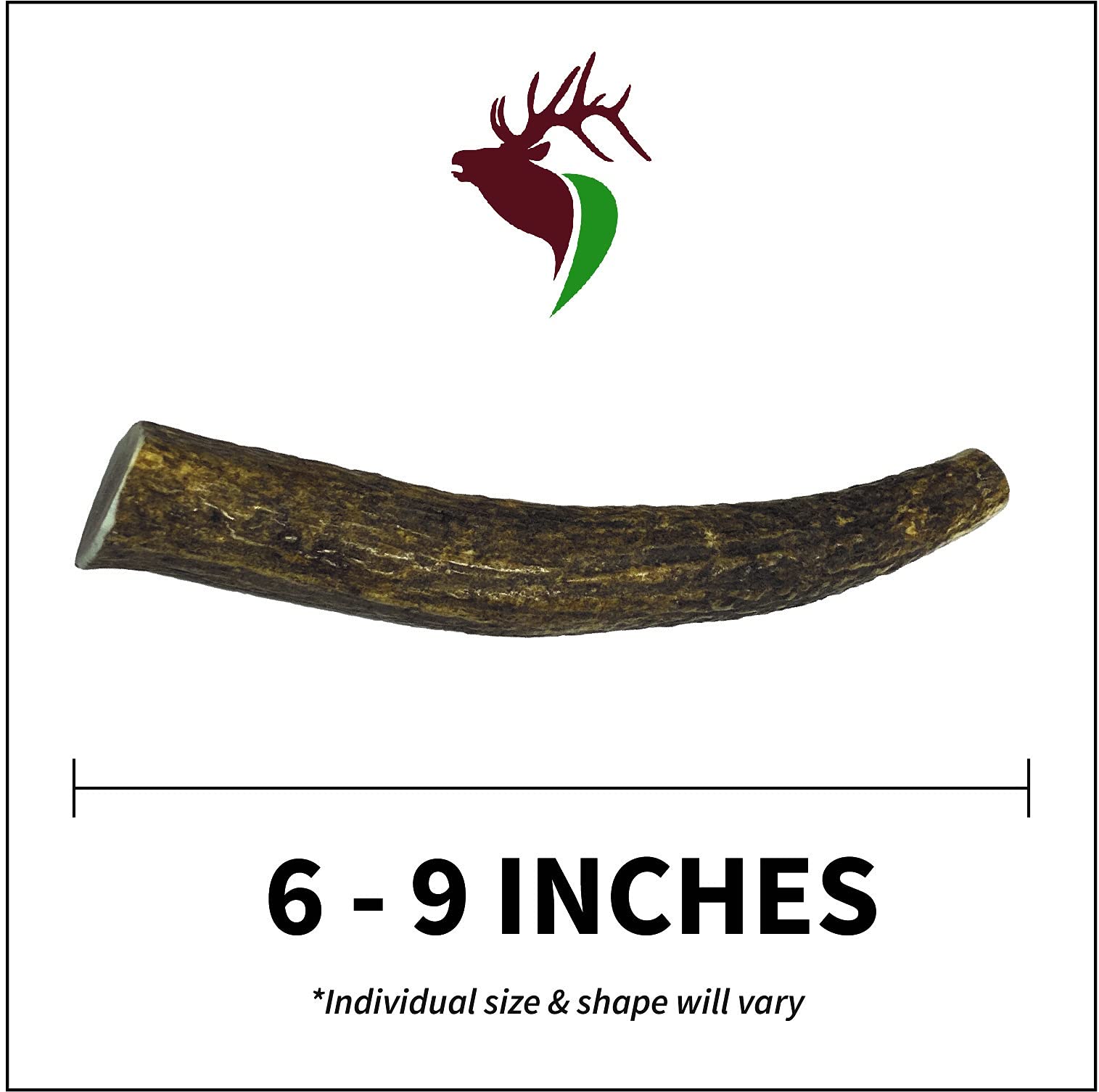 Elkhorn Premium Chews size 6-9 inch elk antler suitable for medium dogs