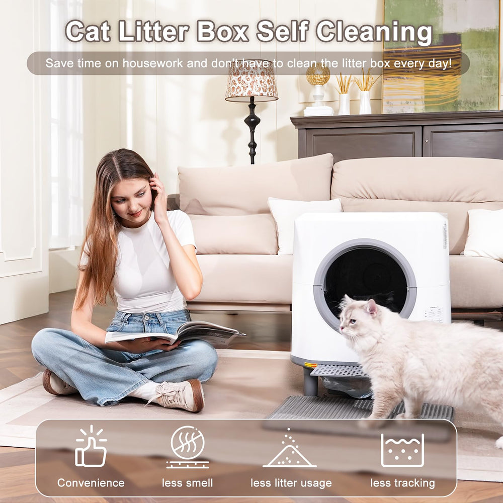 Ellenpent self-cleaning mechanism action demonstrates hands-free waste management after cat exits