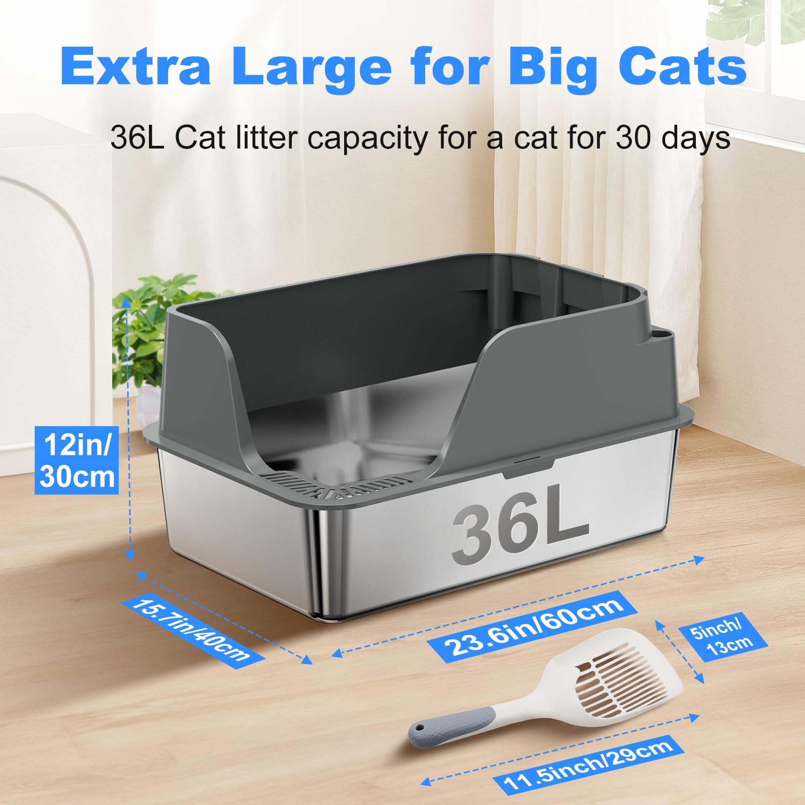 Ellenpent side opening litter box lid detail for convenient entry and spill prevention