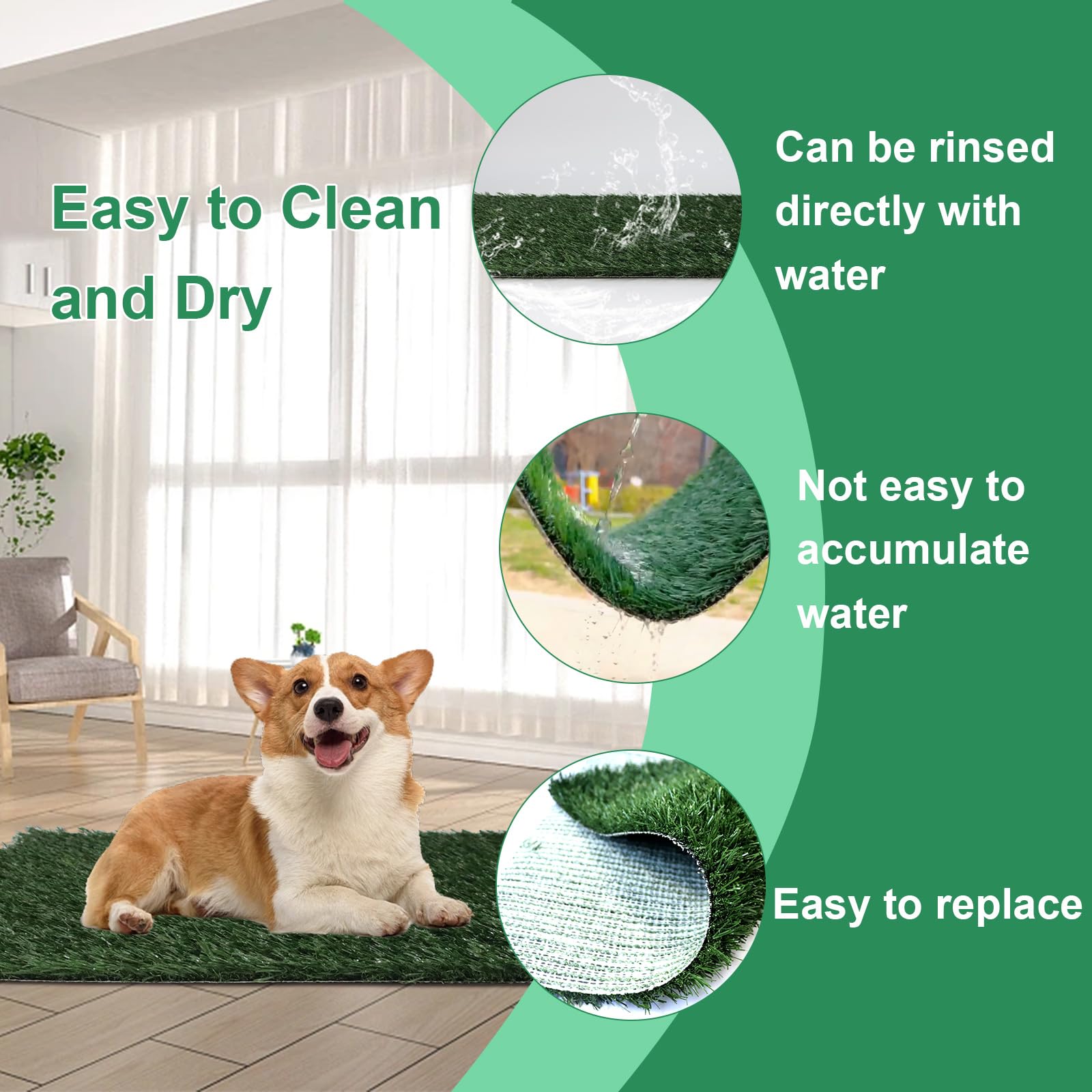 ELLOTY decorative dog grass mat doubles as door mat and play area