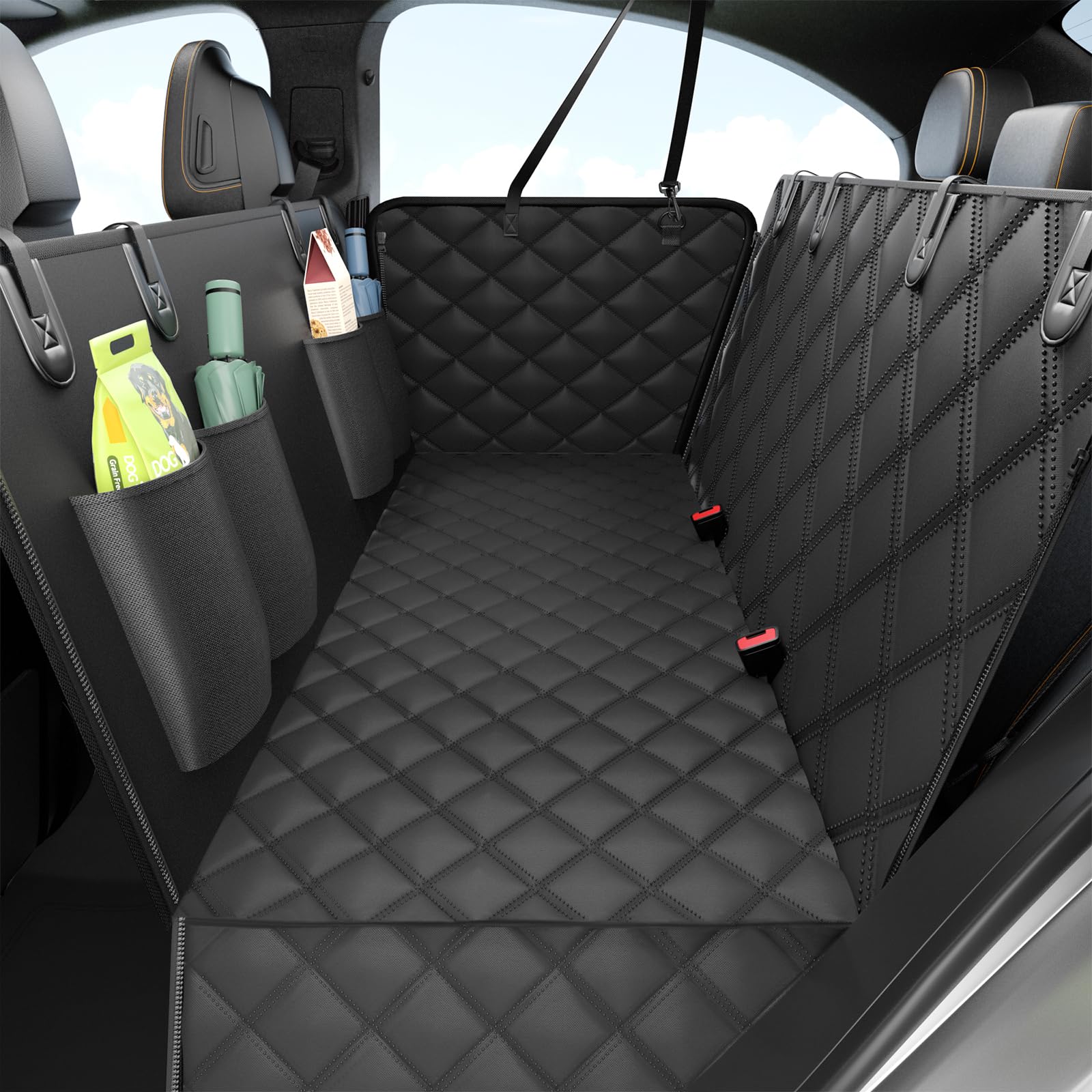 Elouta dog car seat cover backseat hammock protects car and keeps dogs secure.