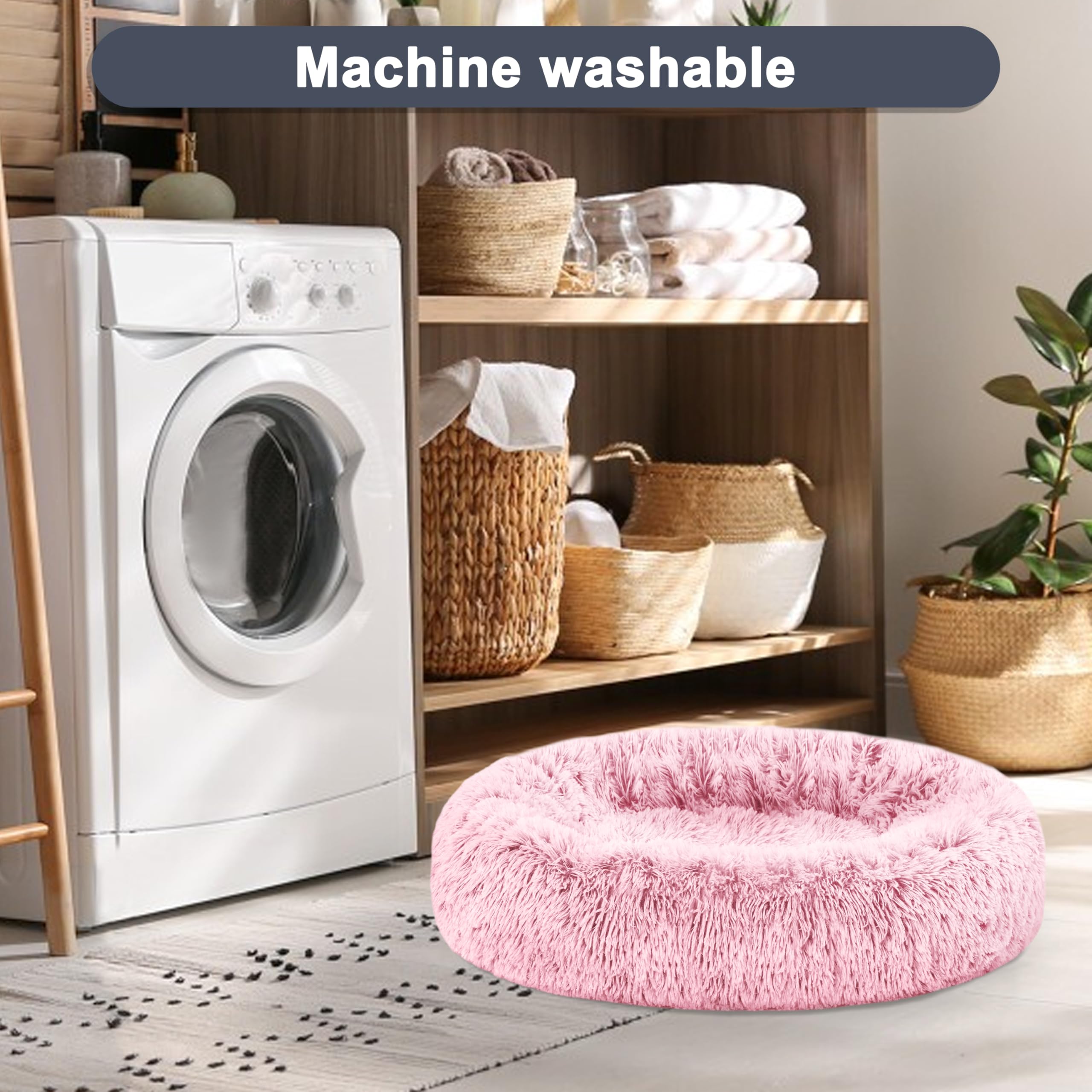 ELSKER&HOME calming bed washable tag shows machine-wash convenience for quick refreshes