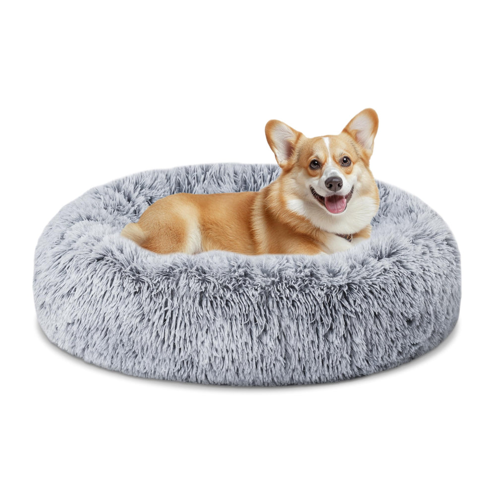 ELSKER&HOME calming donut bed gradient blue front view shows cozy warmth for pets