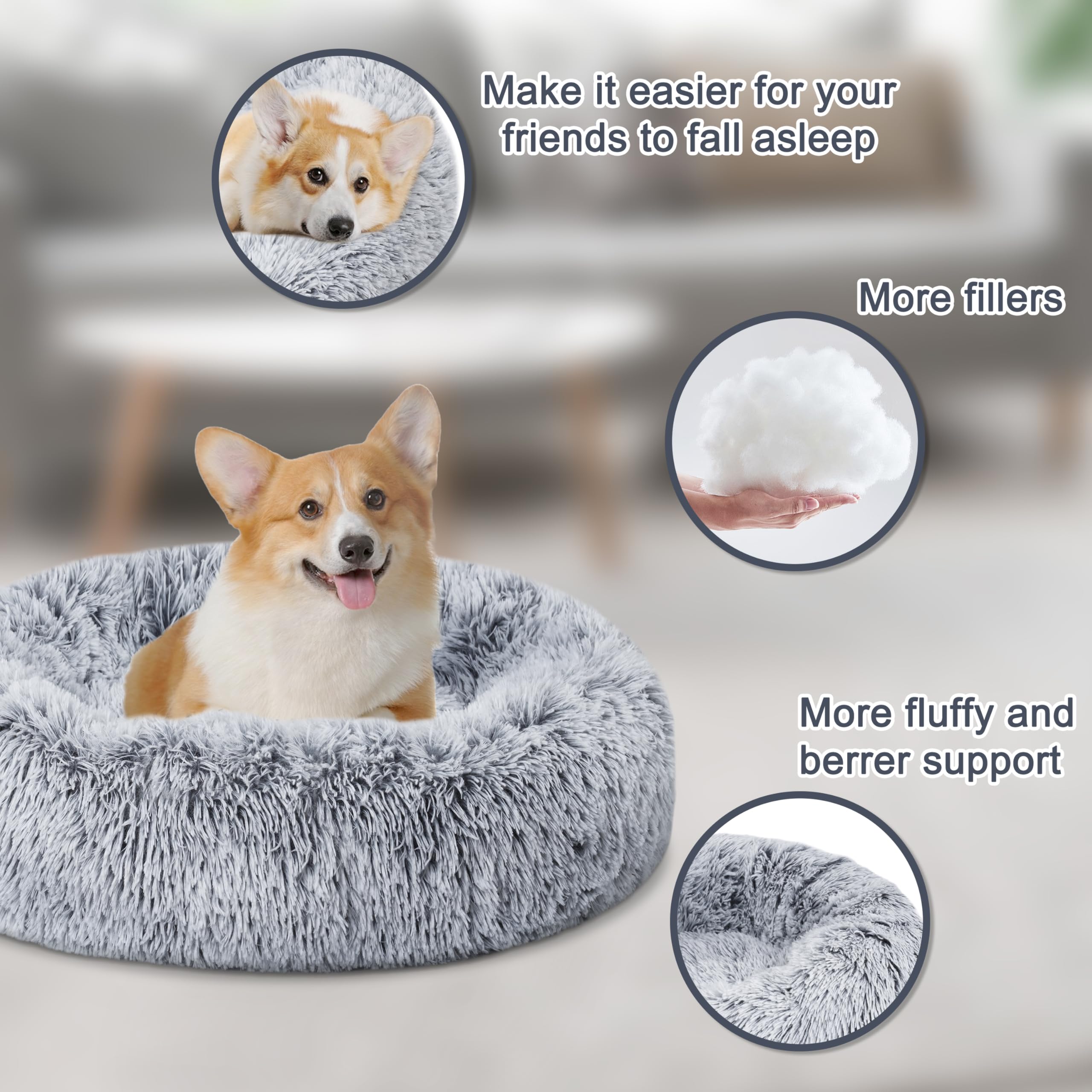 ELSKER&HOME calming donut bed soft fabric close-up highlights plush microfleece feel