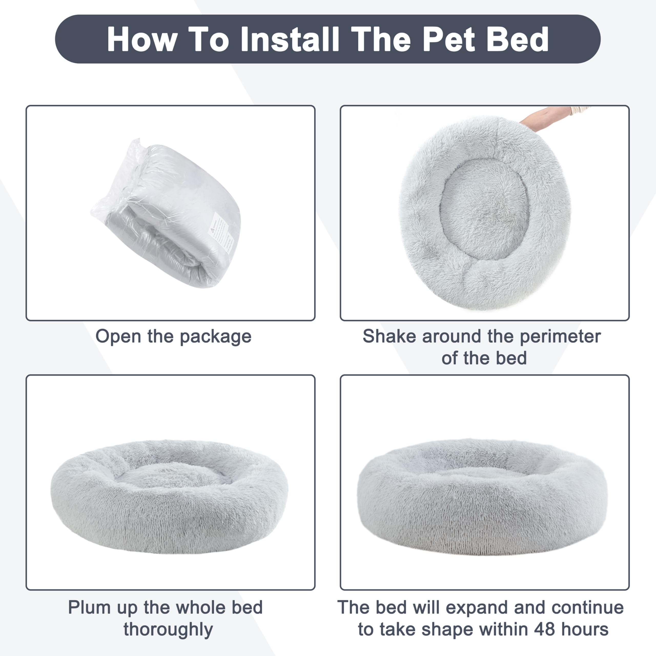 ELSKER&HOME calming donut bed wrapped pet showing plush interior for warmth