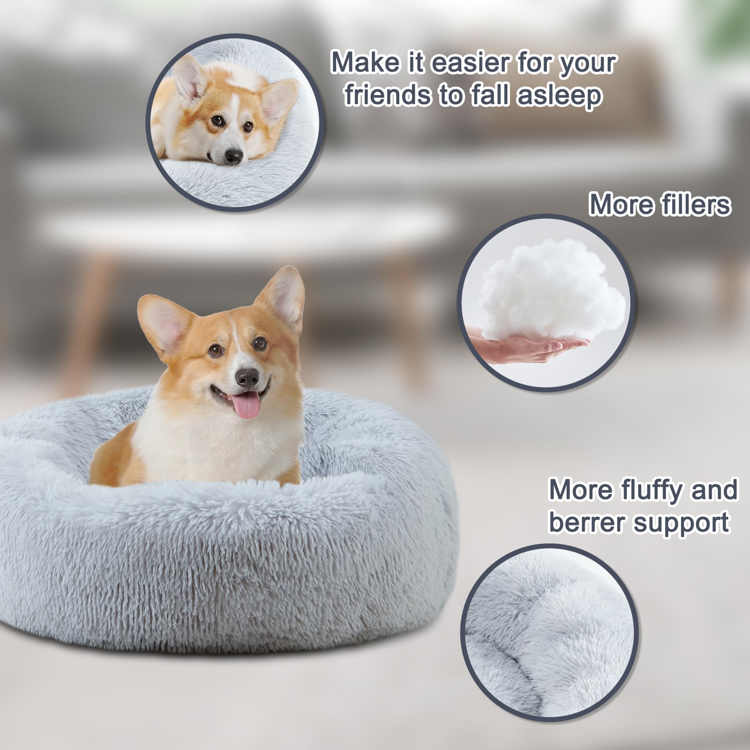 ELSKER&HOME donut bed material closeup highlighting soft fleece and fluffy filling