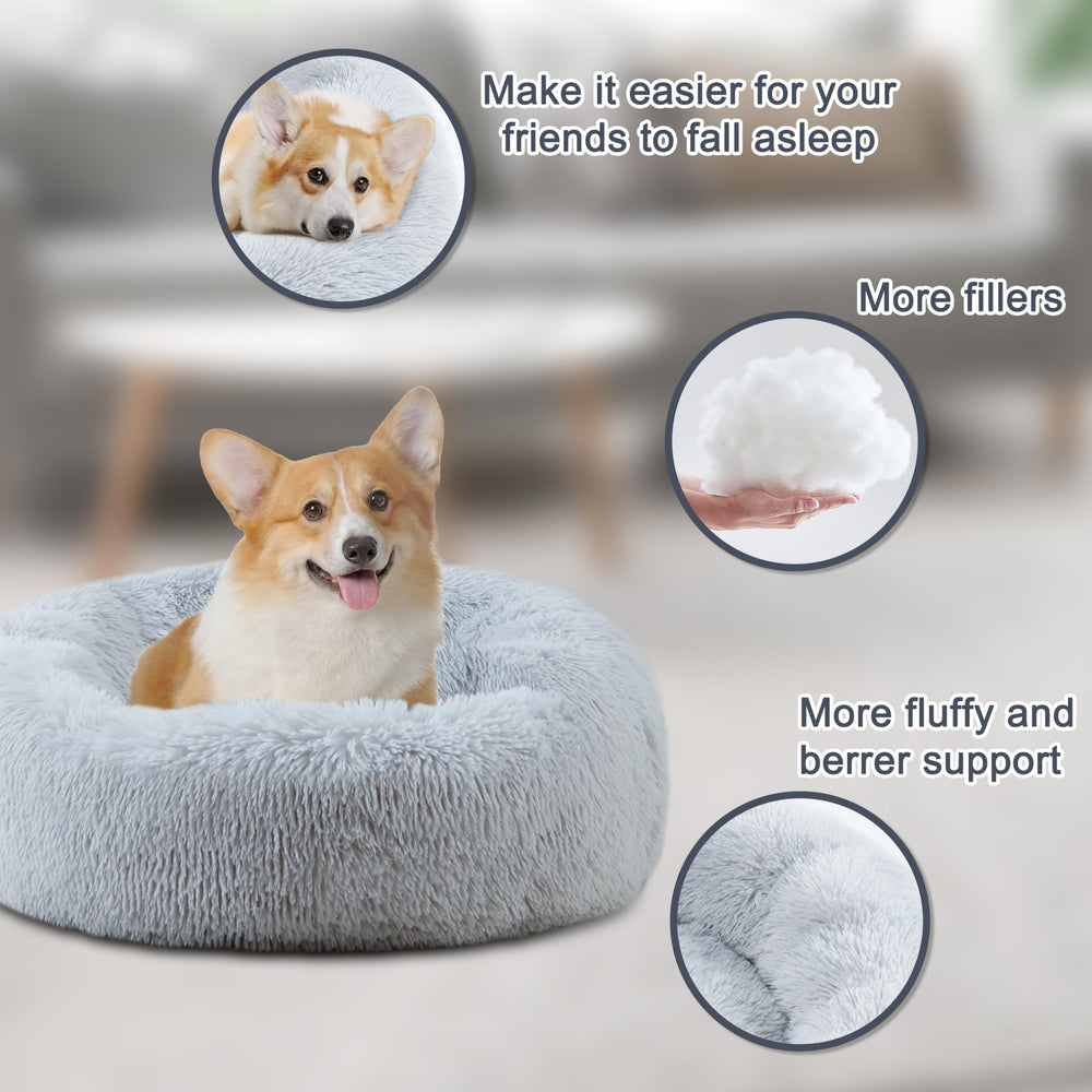 ELSKER&HOME donut bed material closeup highlighting soft fleece and fluffy filling
