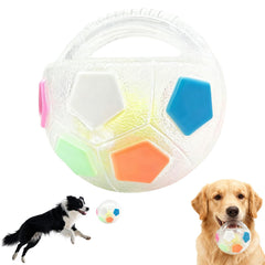 Eltolent Mellow Dog Calming Ball with Handle white floating for water fetch.