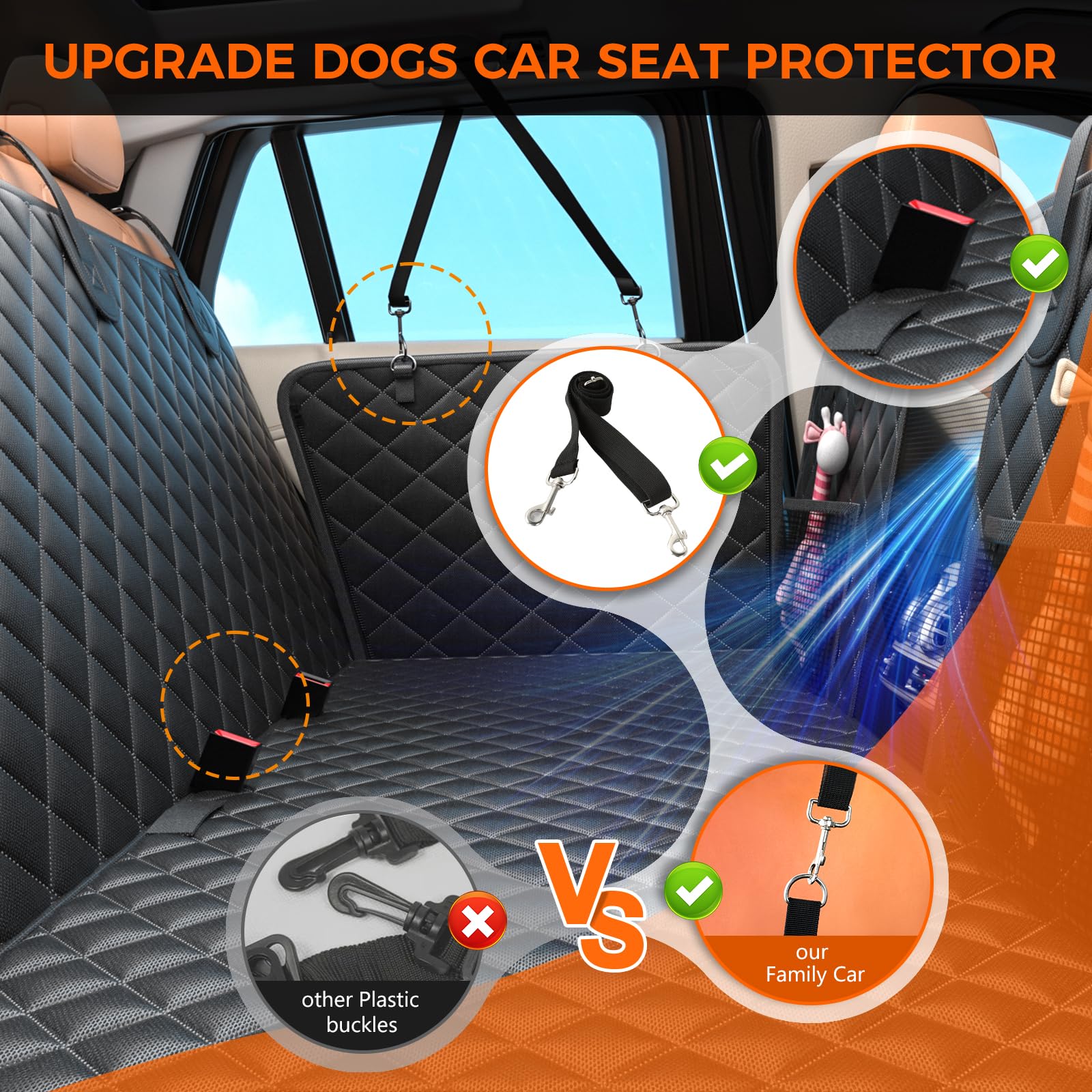 Elufa easy-installation dog car seat cover secures in seconds.