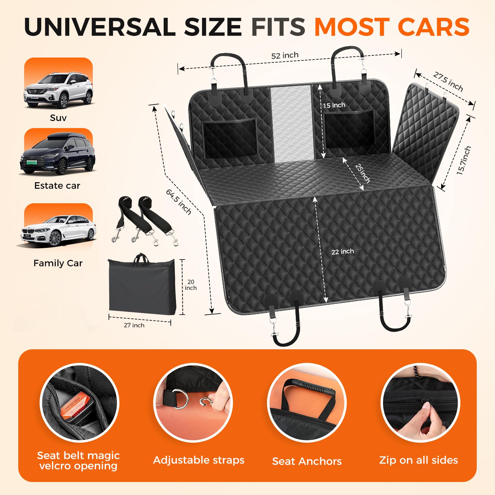 Elufa machine-washable design simplifies cleaning after road trips.