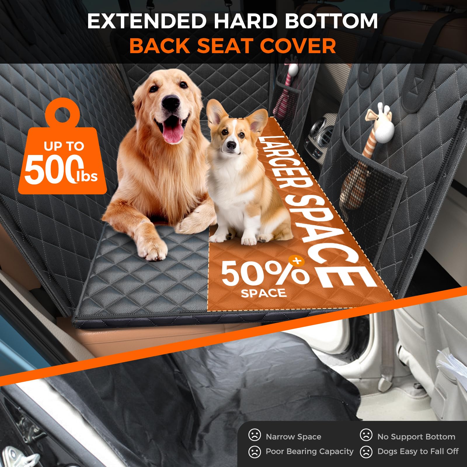 Elufa waterproof non-slip dog seat cover keeps cars clean and secure during rides.