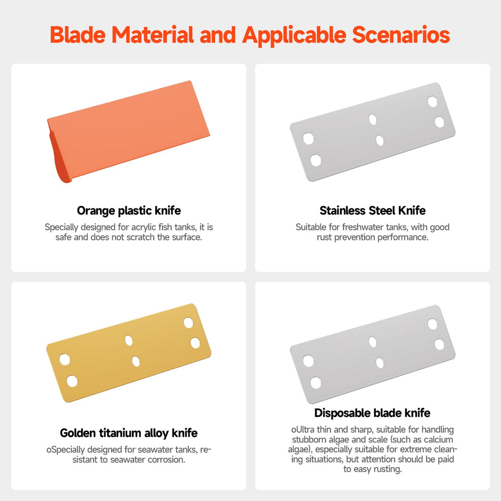 Elyron Titanium scraper blade highlighted for seawater corrosion resistance
