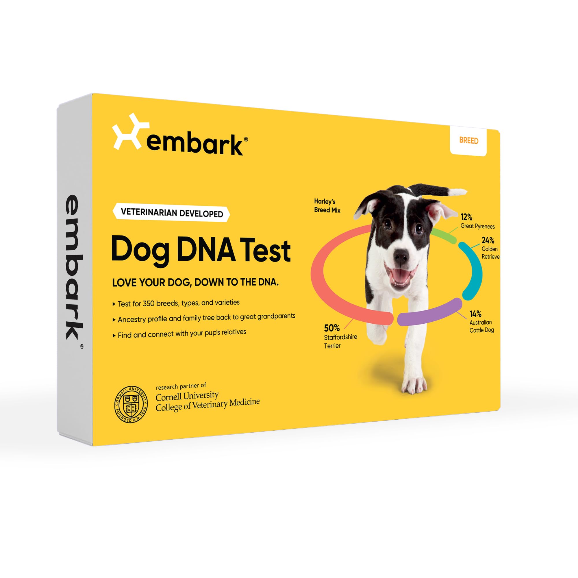 Embark Breed Identification Kit cover shows branding and simple swab guidance for accurate testing