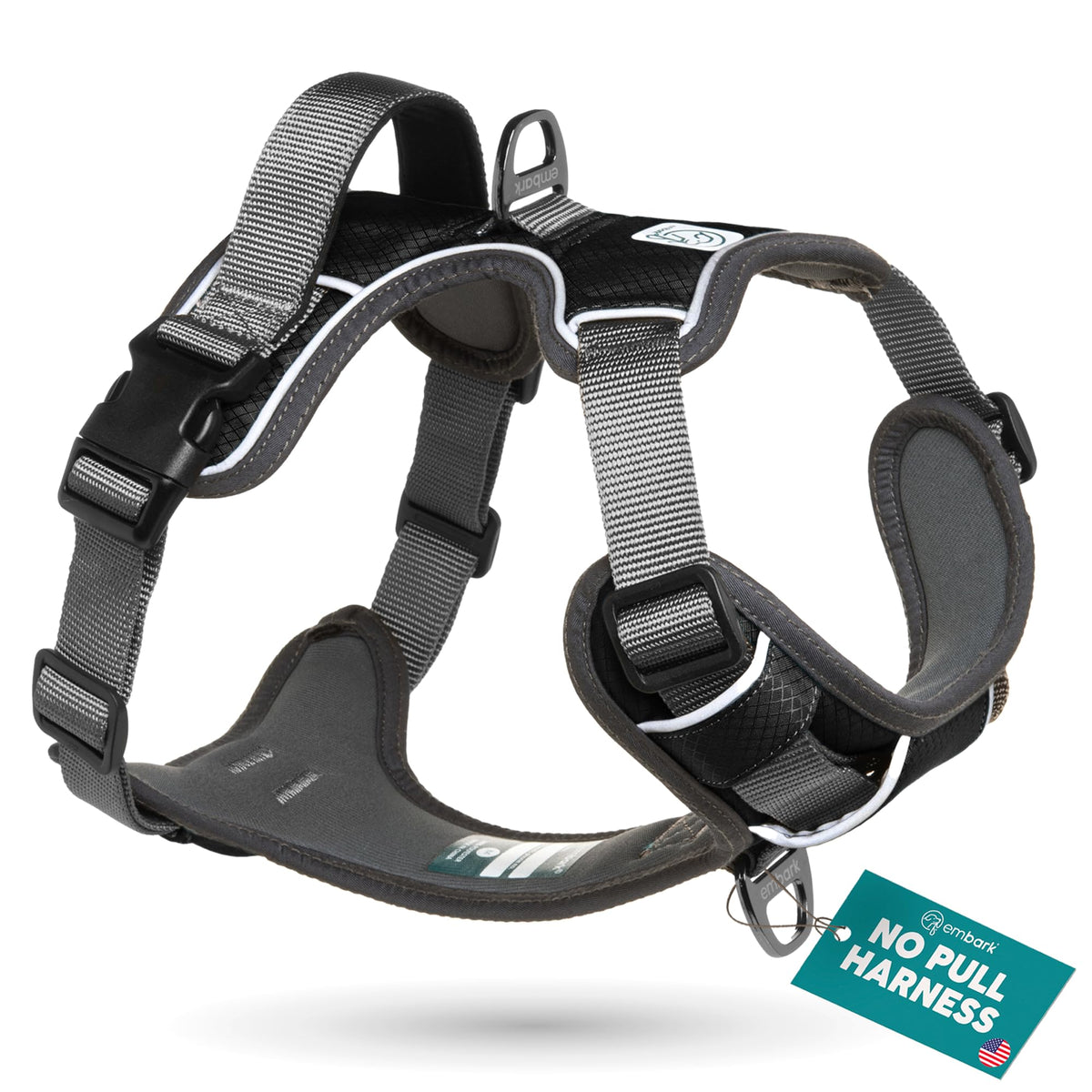 Embark Pets Adventure Harness front view shows secure fit for small dogs during daily walks.