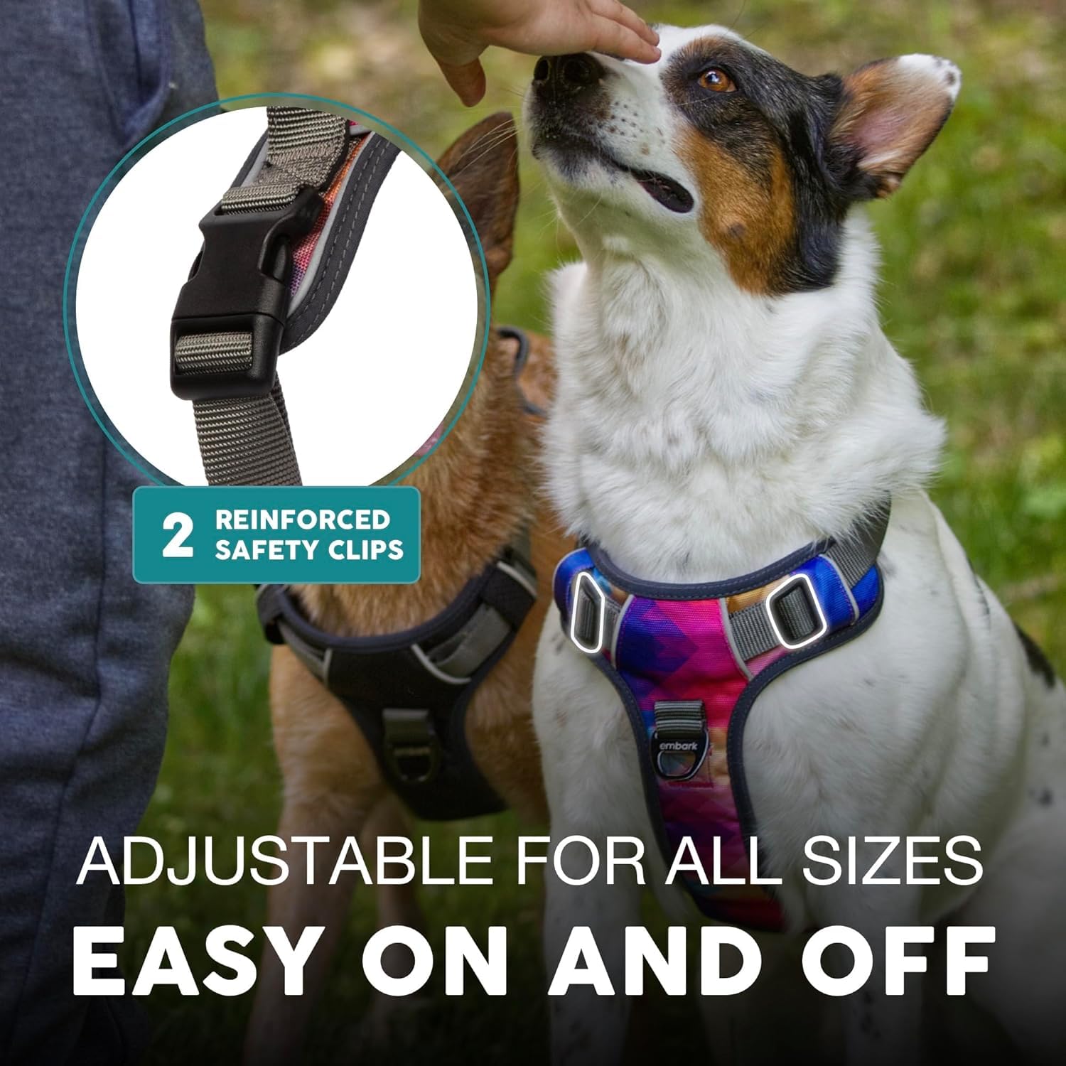 Embark Pets Adventure Medium Dog Chest 26–31 inch sizing for secure fit.