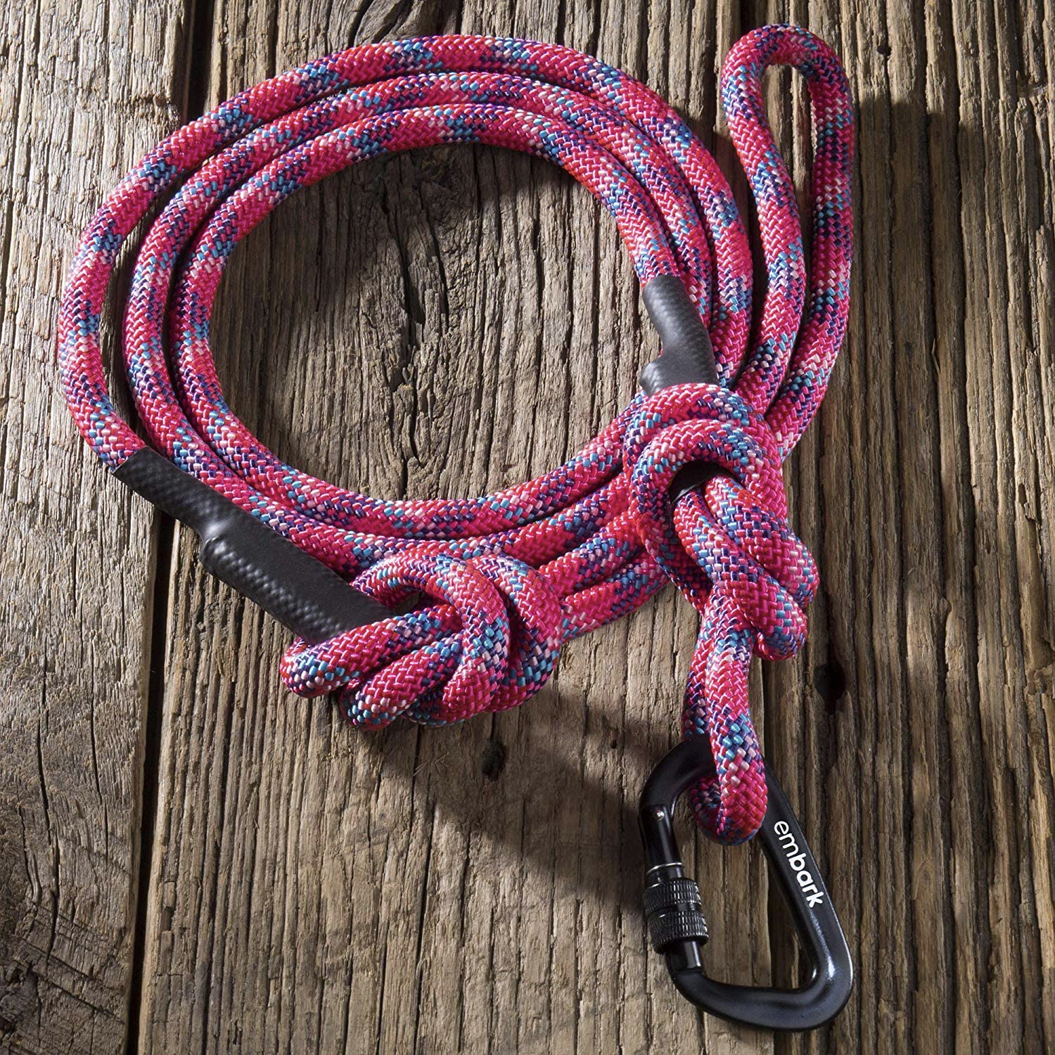 Embark Pets Adventure Pro braided rope detail emphasizes rugged, climbing-grade quality for any size dog.