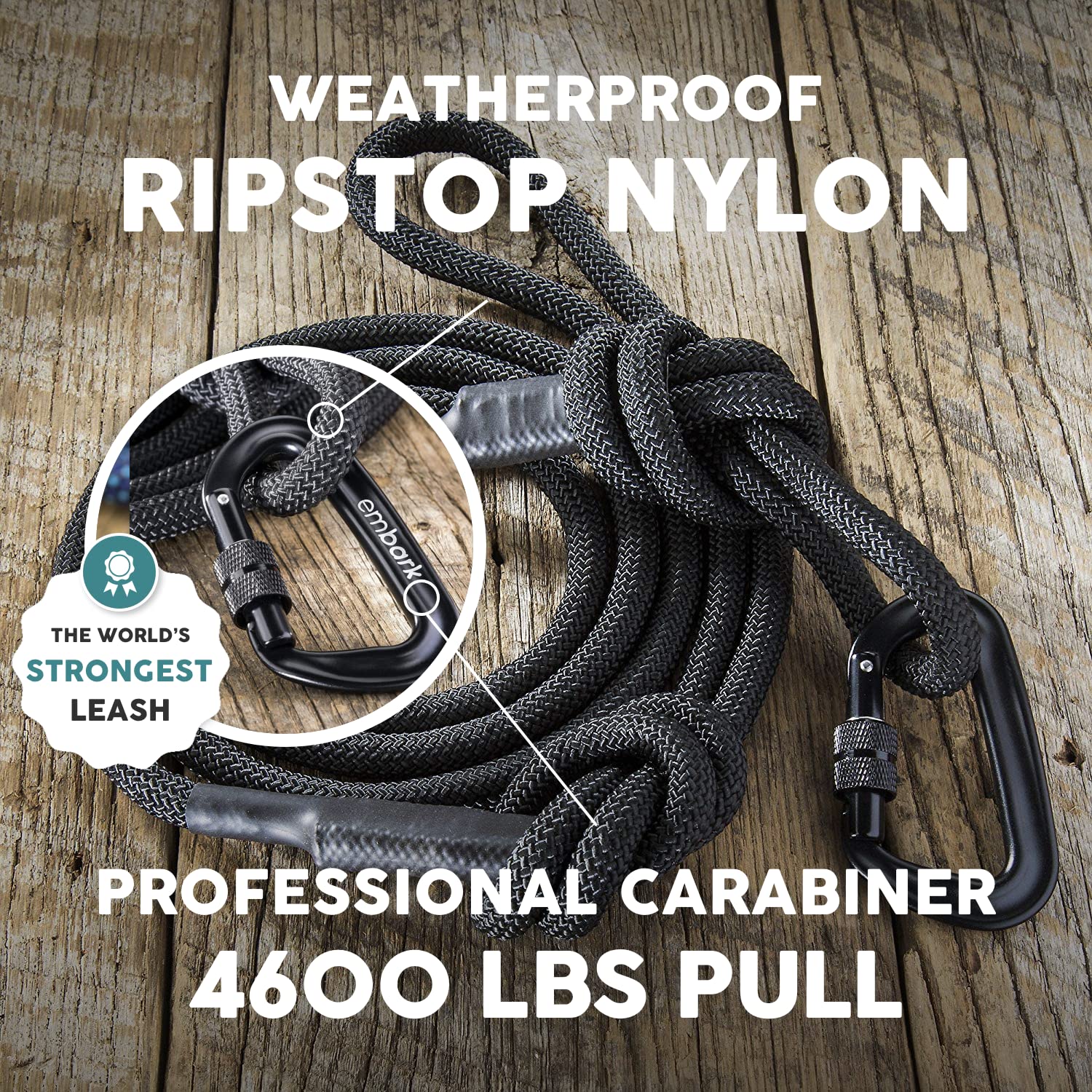 Embark Pets Adventure Pro Leash rugged braided rope supports active dogs on challenging trails.