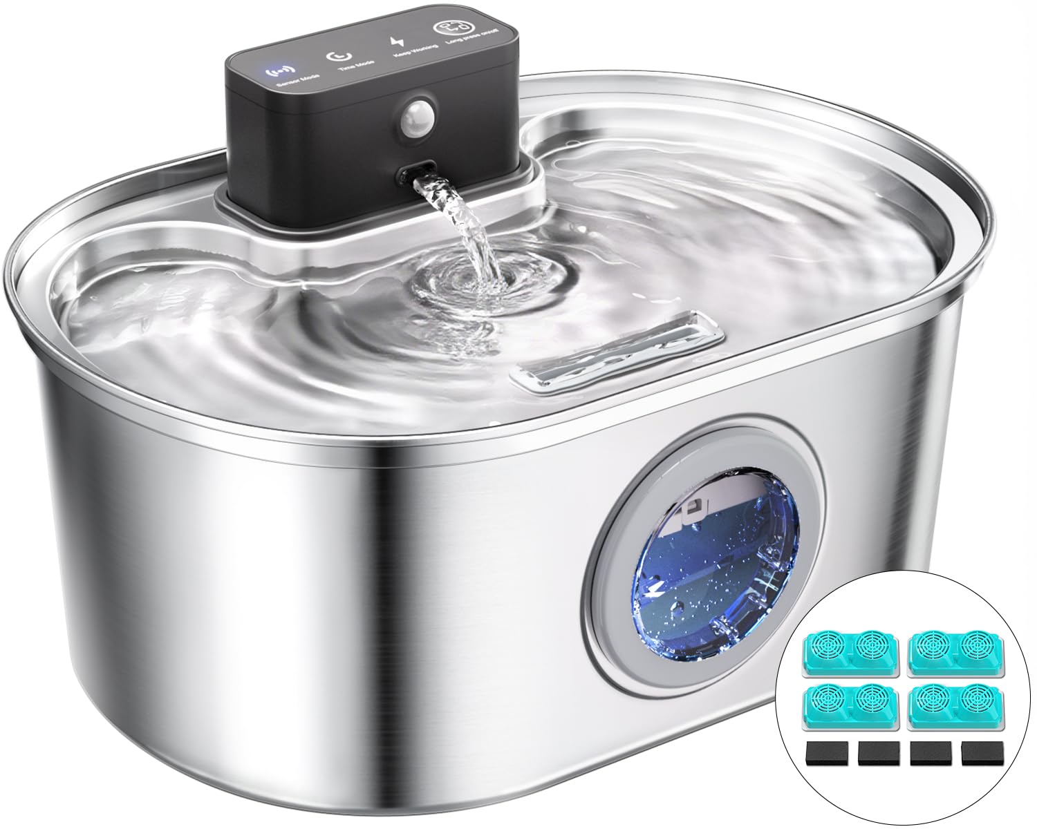 Emdoro cat water fountain motion-sensing mode: activates water flow as your cat approaches for effortless hydration.