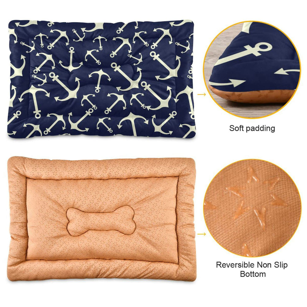Emelivor Marine Nautical dog bed crate-mat shows secure non-slip base