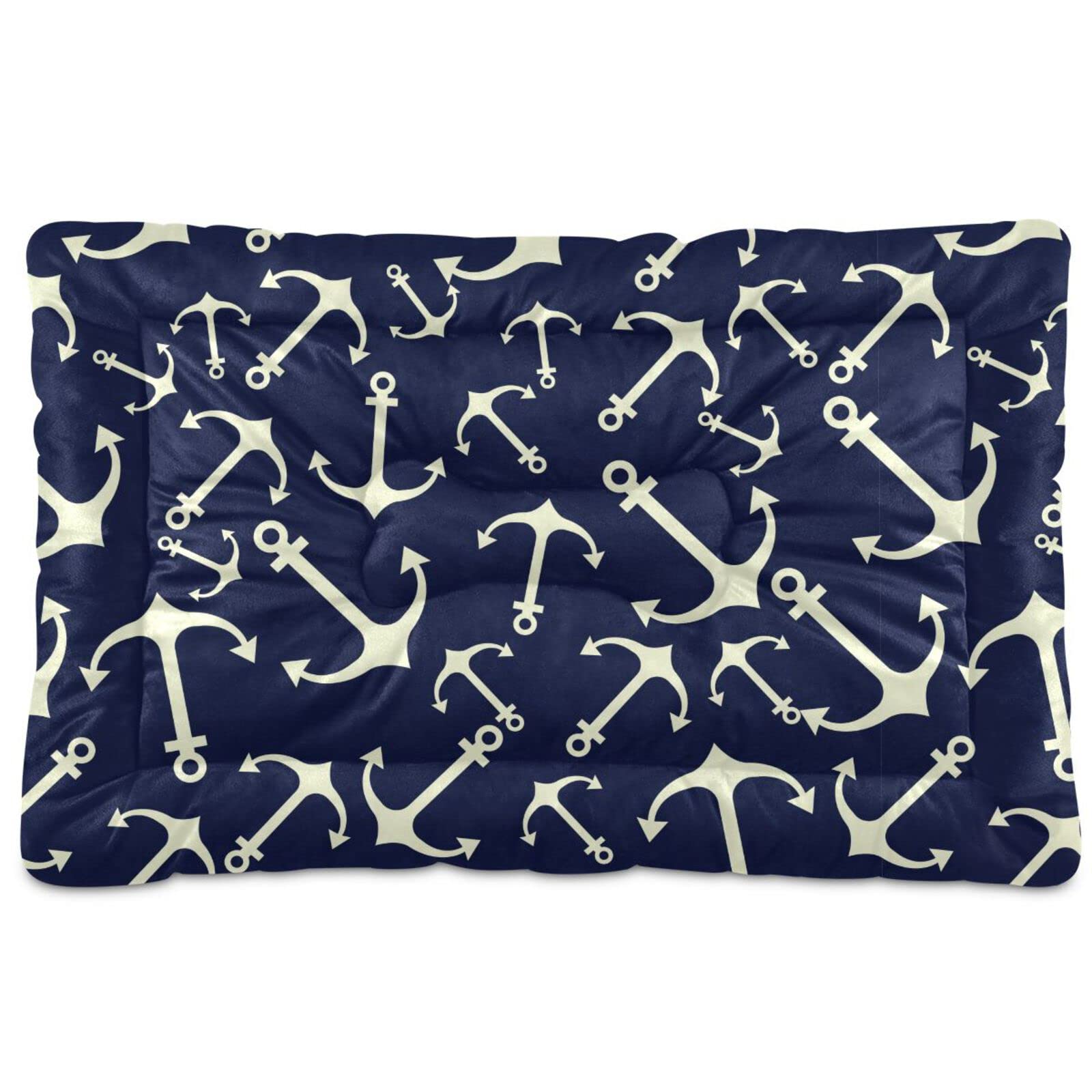 Emelivor Marine Nautical dog bed front view with plush fleece for cozy sleep