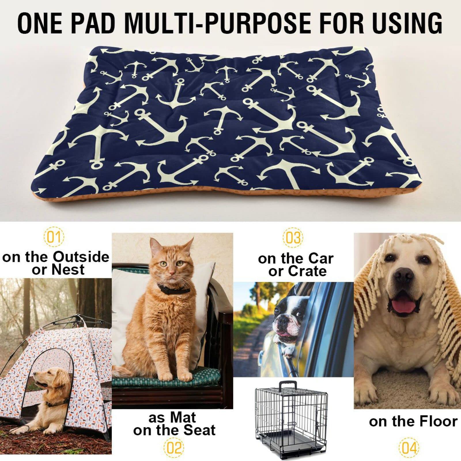 Emelivor Marine Nautical dog bed inside-crate ideal for travel and crates