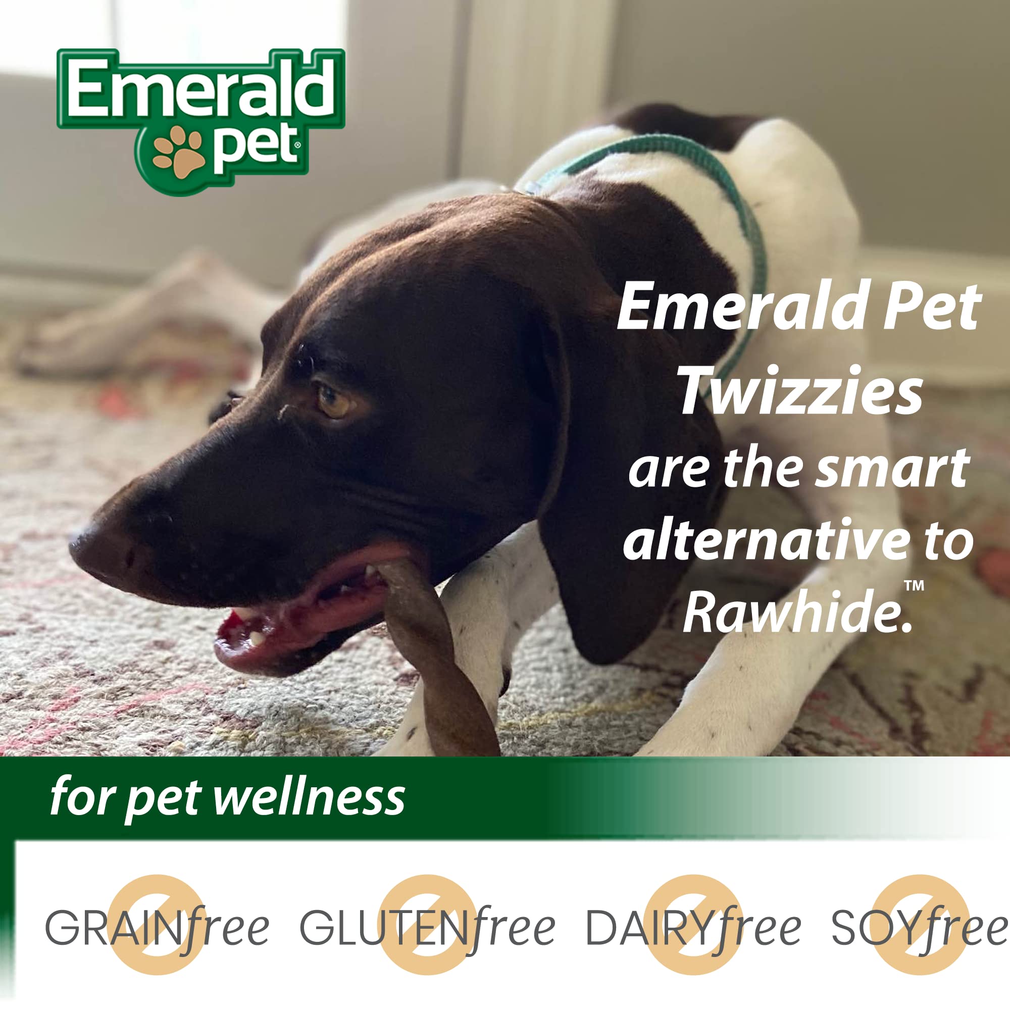 Emerald Pet Twizzies made-in-USA label showcases premium ingredients and careful production.