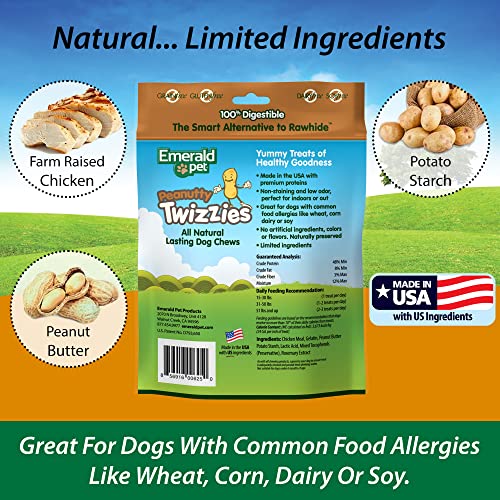 Emerald Pet Twizzies Piggy recipe chew showing pork flavor for satisfying sessions