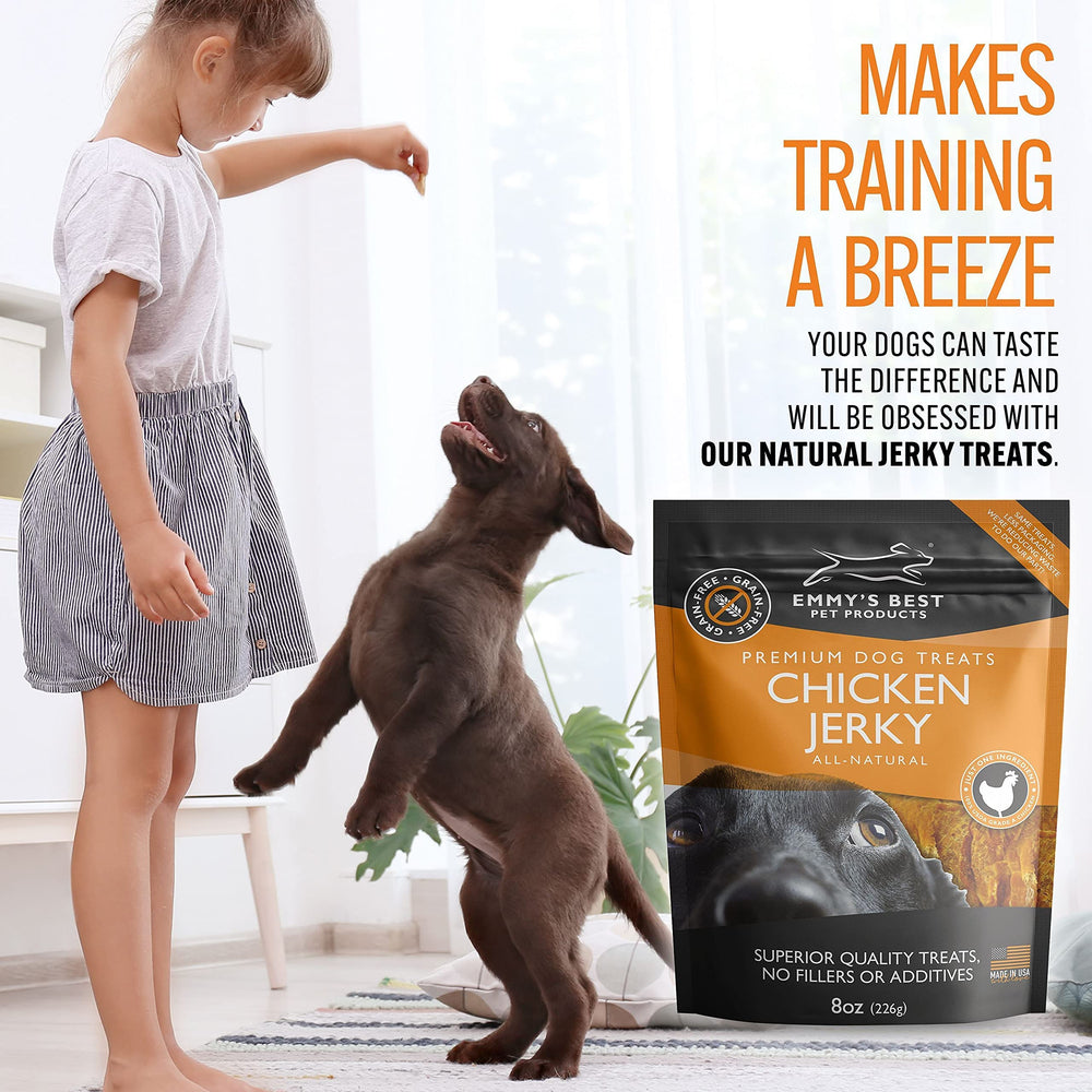 Emmy's Best EBPP dog joy shot suggests tasty treats that promote happy mealtimes.