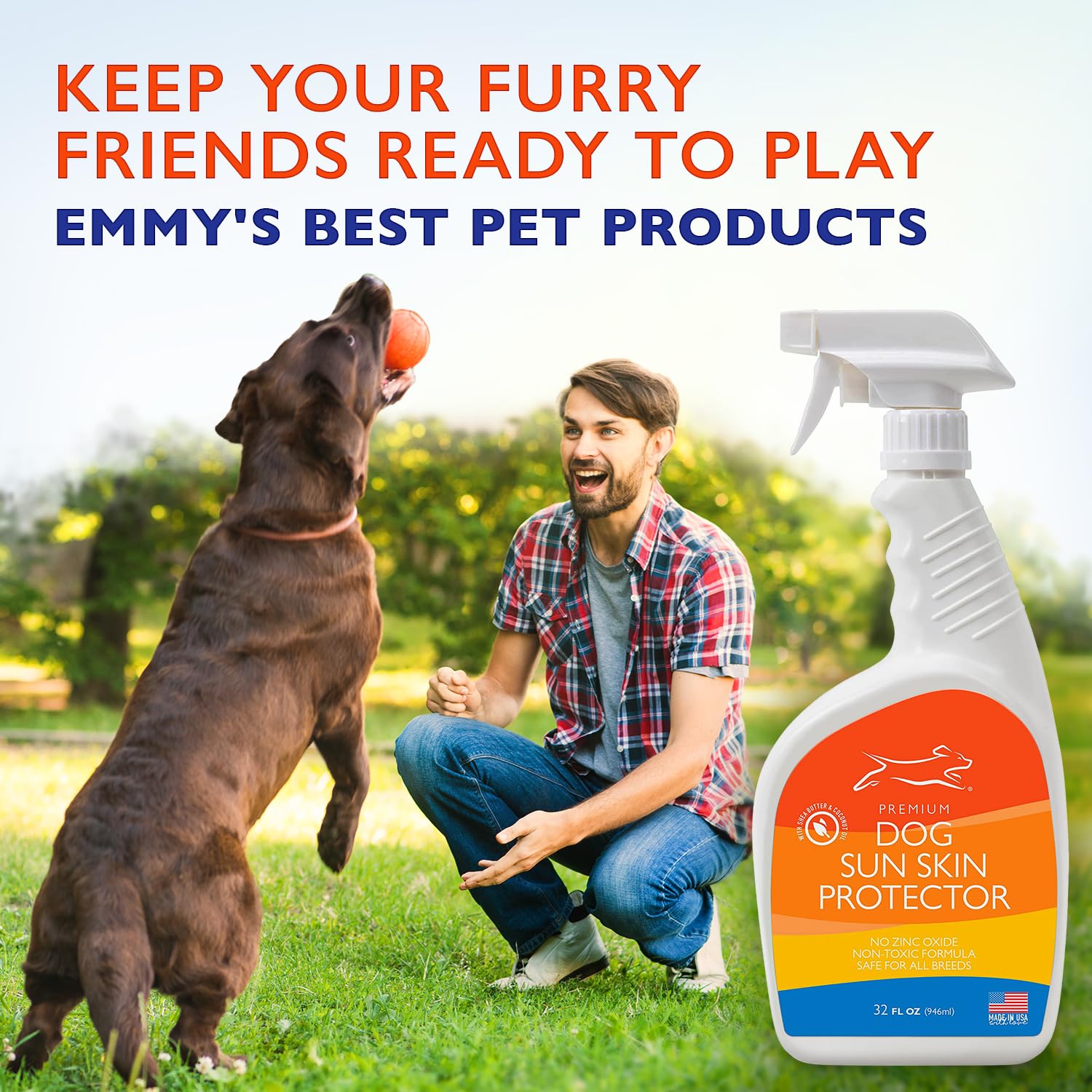 Emmy's Best EBPP sunscreen on face, nose, and ears for all-breed protection