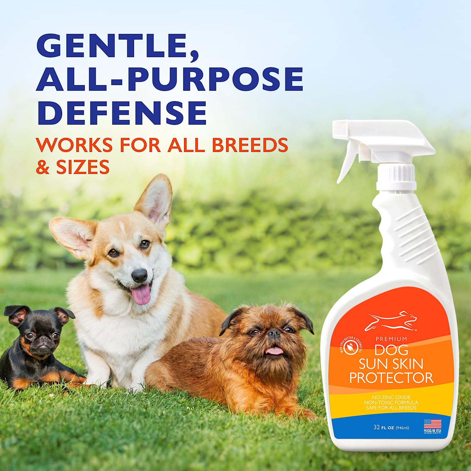 Emmy's Best EBPP spray in action protecting skin and coat during sun exposure