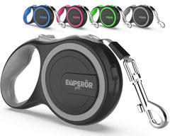 Emperor Pets 26ft retractable leash extended during a walk for freedom and control.