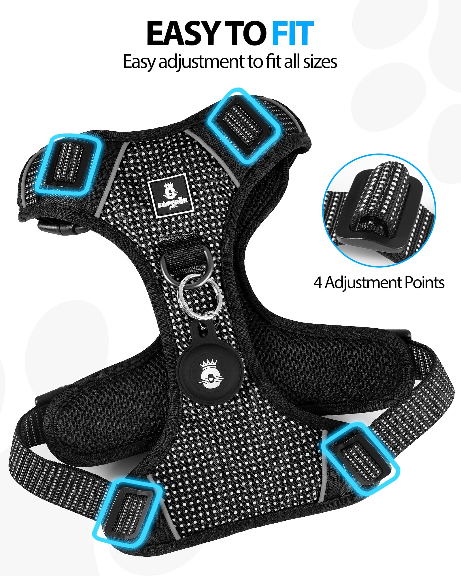 Emperor Pets Reflective Harness small with adjustable straps for a snug fit