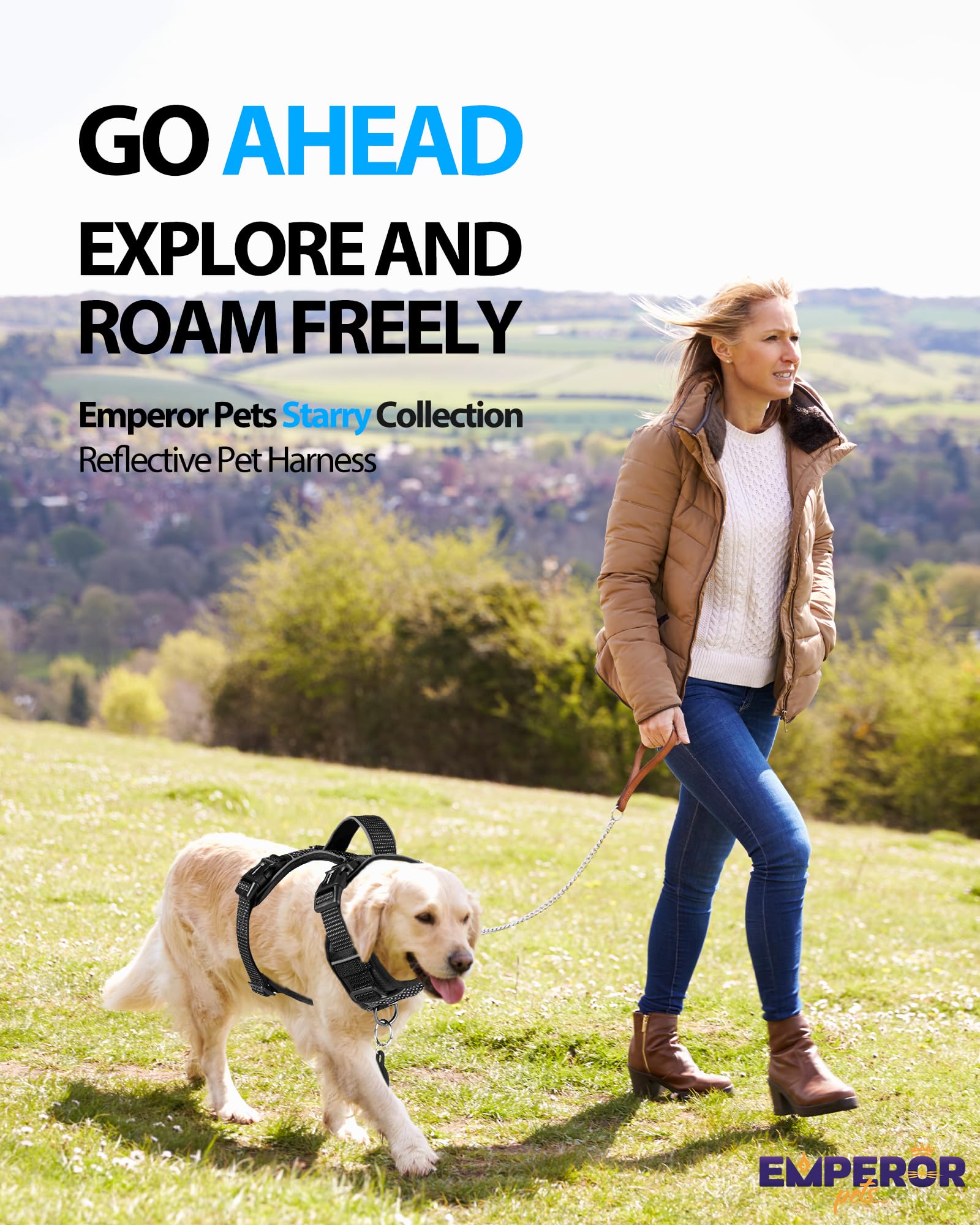 Emperor Pets Reflective Harness small highlighting night visibility for safe walks