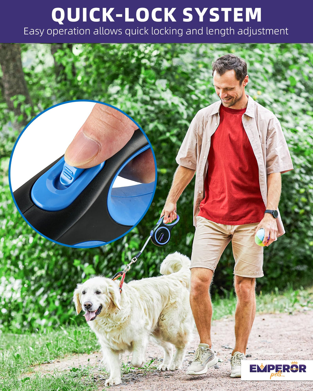 Emperor Pets 360-degree tangle-free design during a walk.