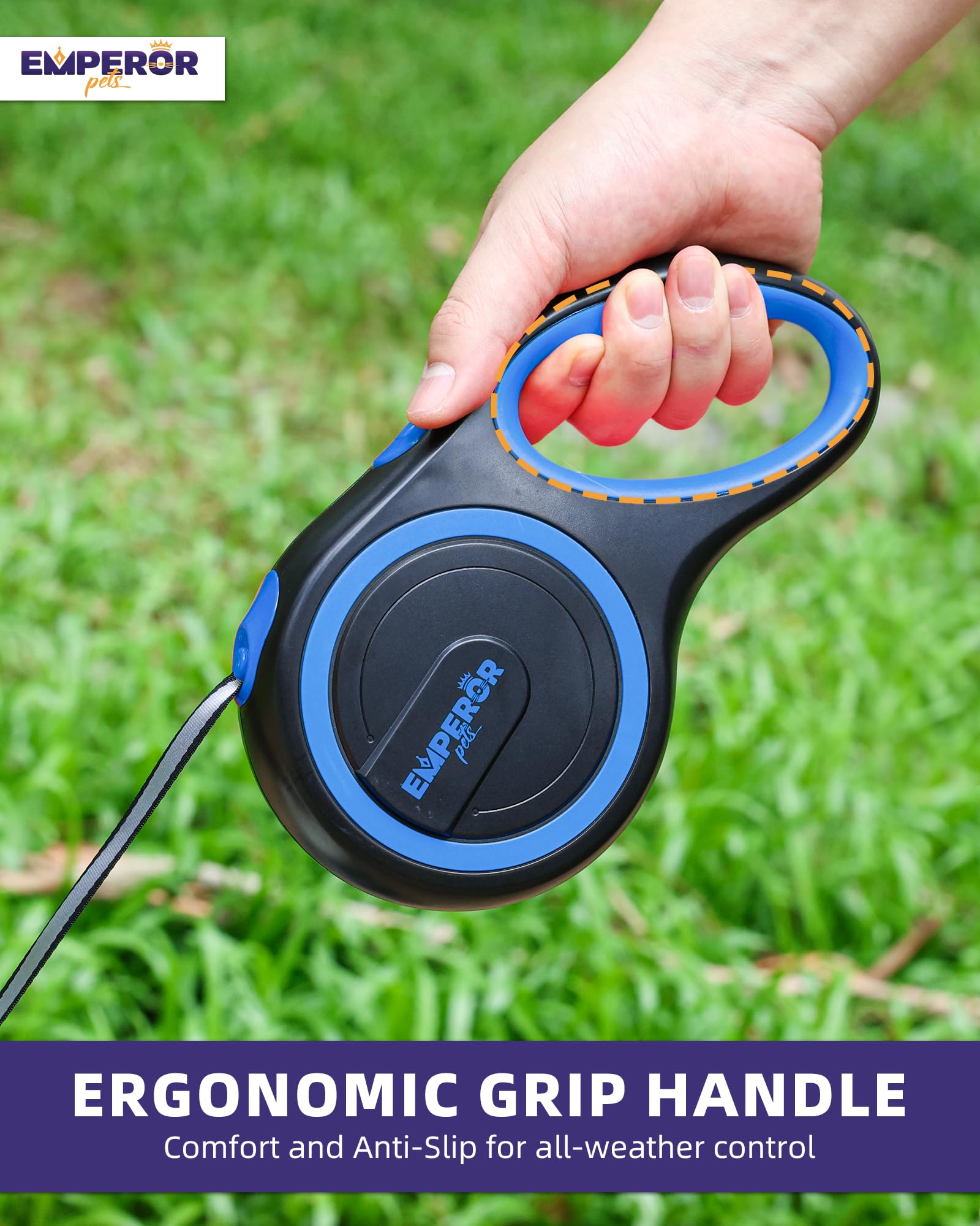 Emperor Pets rust-proof swivel hook for reliable leash attachment.