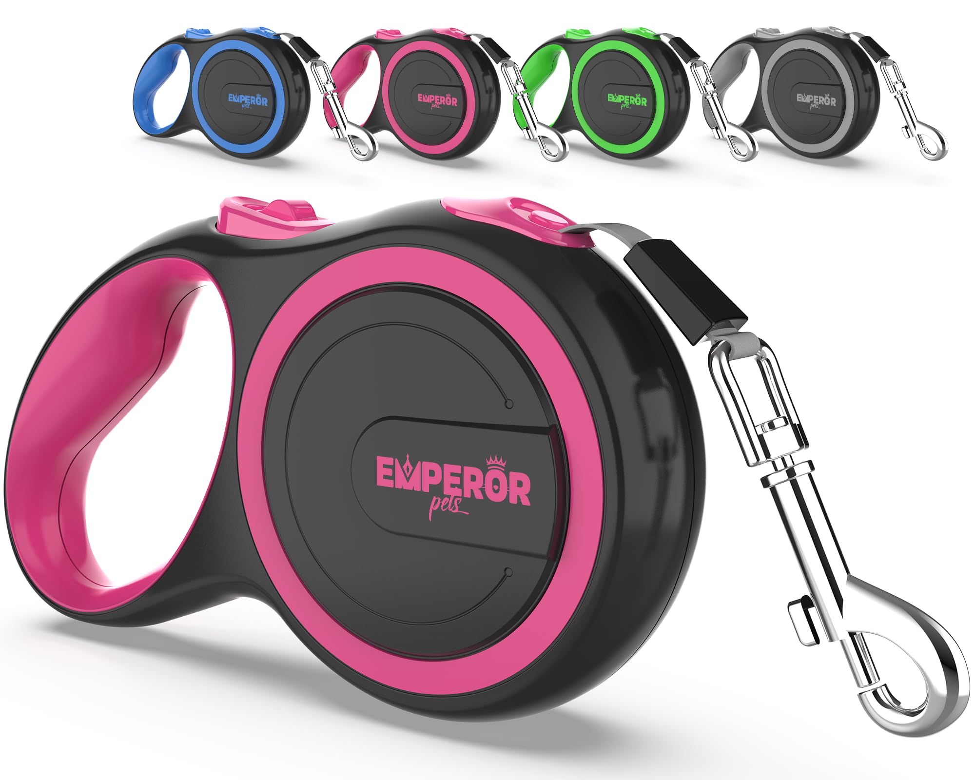 Emperor Pets 26ft retractable leash pink anti-slip grip for comfortable long walks