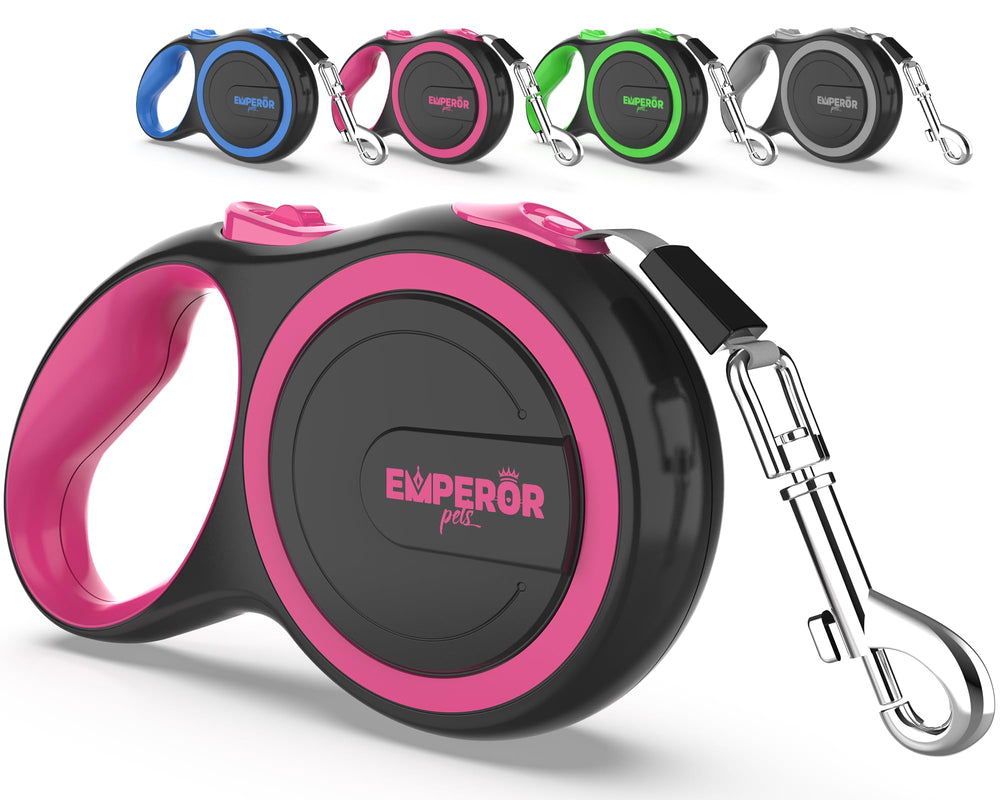 Emperor Pets 26ft retractable leash pink anti-slip grip for comfortable long walks