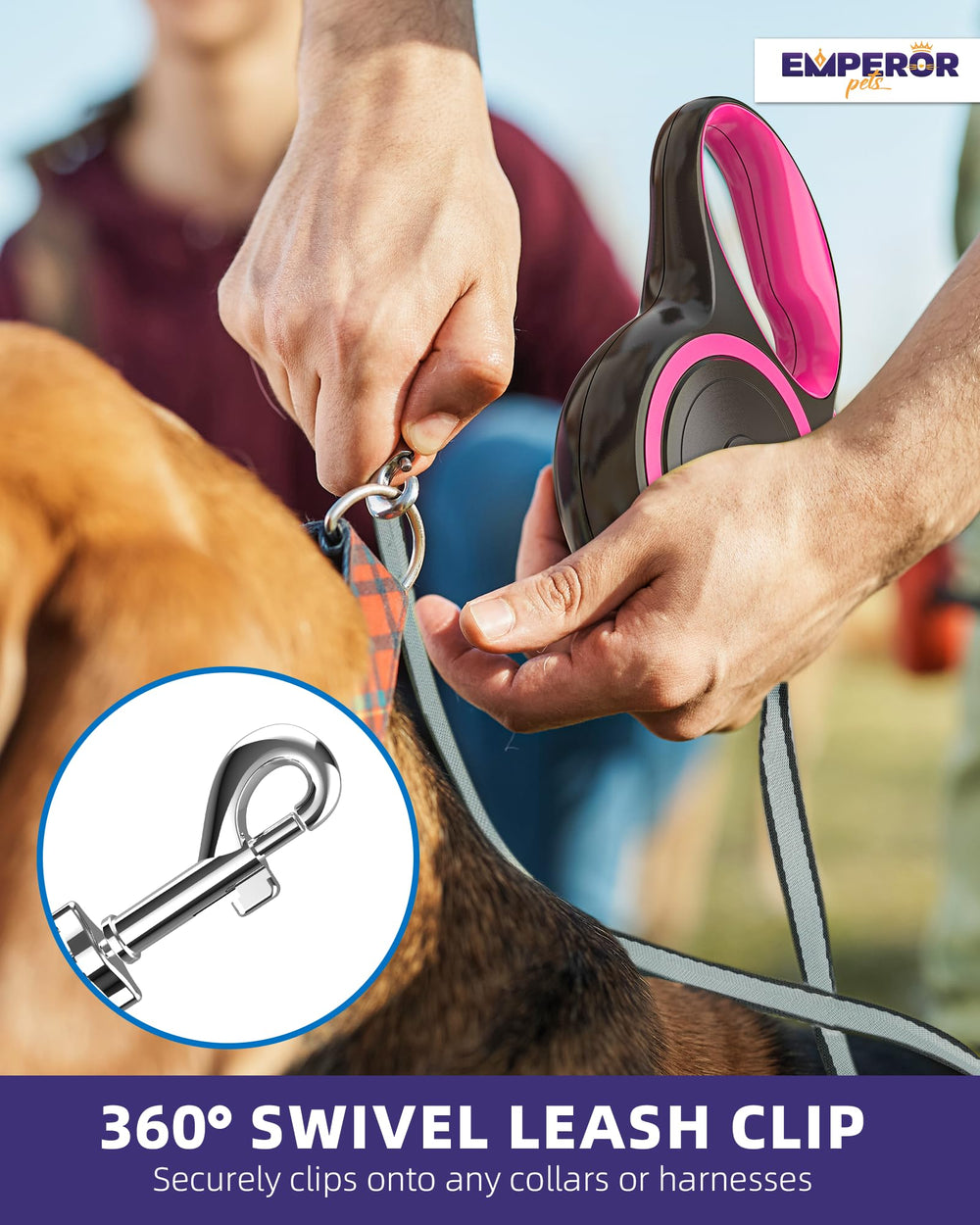 Emperor Pets one-button lock-release for easy control during strolls