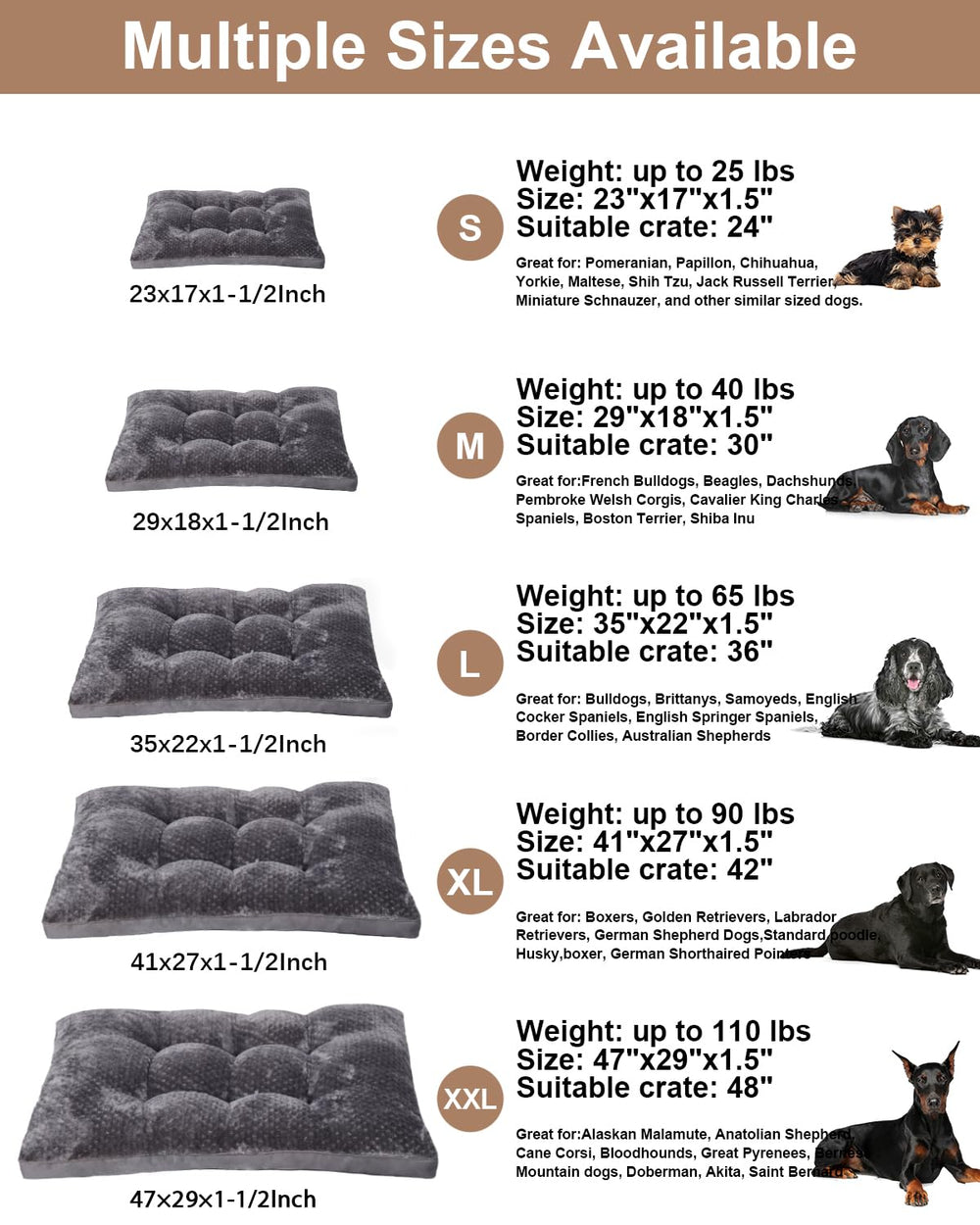 EMSLX dog bed 47x29 inch size view for medium to large dogs.
